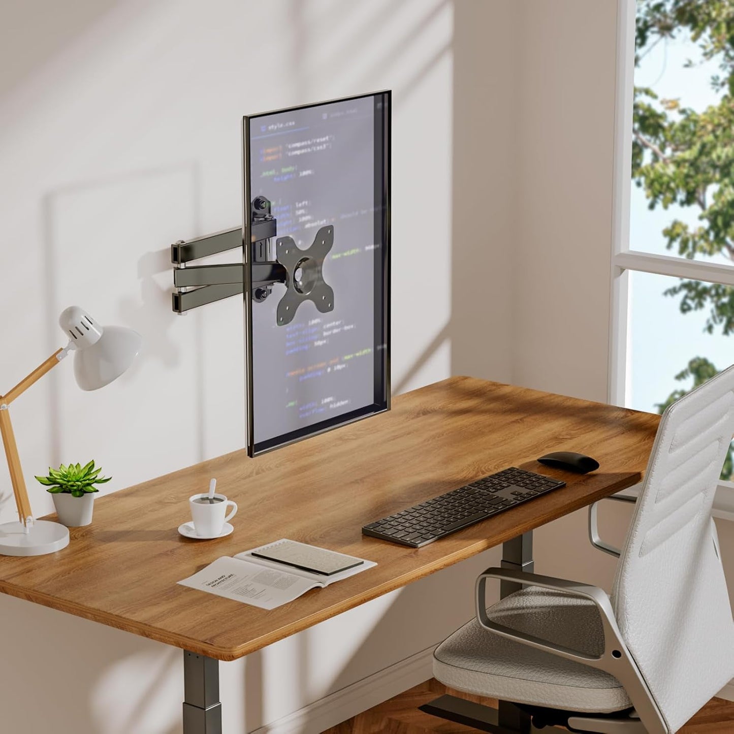 WALI 15 inch 13 32 inch 100x100mm (1330LM), TV Wall Mount Articulating LCD Monitor Full Motion Extension Arm Tilt