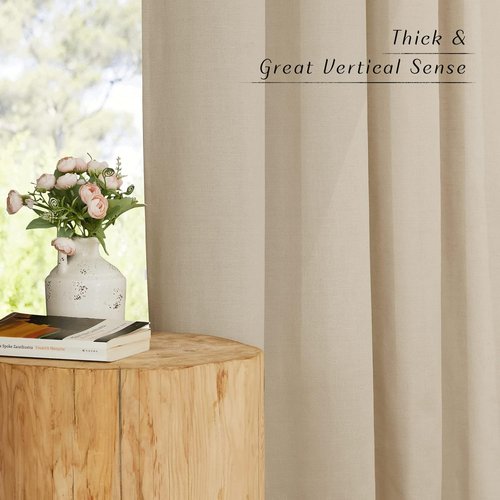 NICETOWN Angora Linen Kitchen Window Curtains - Thick Light Filtering Short Treatments, W34 x L36, 2 Panels