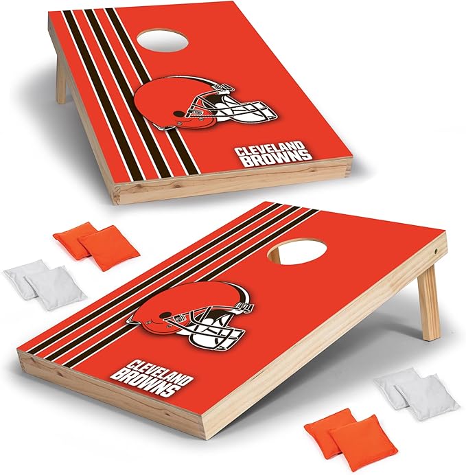 NFL 2' x 3' Solid Wood Cornhole Set with Direct Print HD Team Graphics – Great Gift for Any Football Fan! Bean Bag Toss Family Outdoor Games