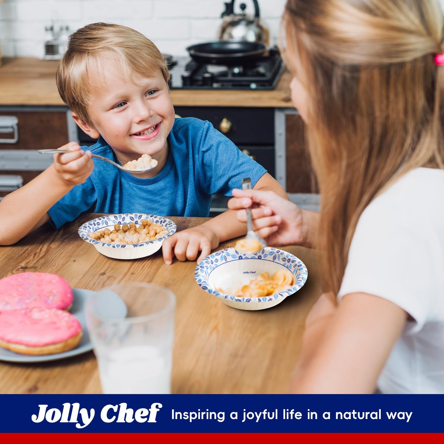 JOLLY CHEF 156 Count Paper Bowls 12 oz Soak Proof, Heavy Duty Printed Disposable Small Bowls Bulk for Dinner or Thanksgiving