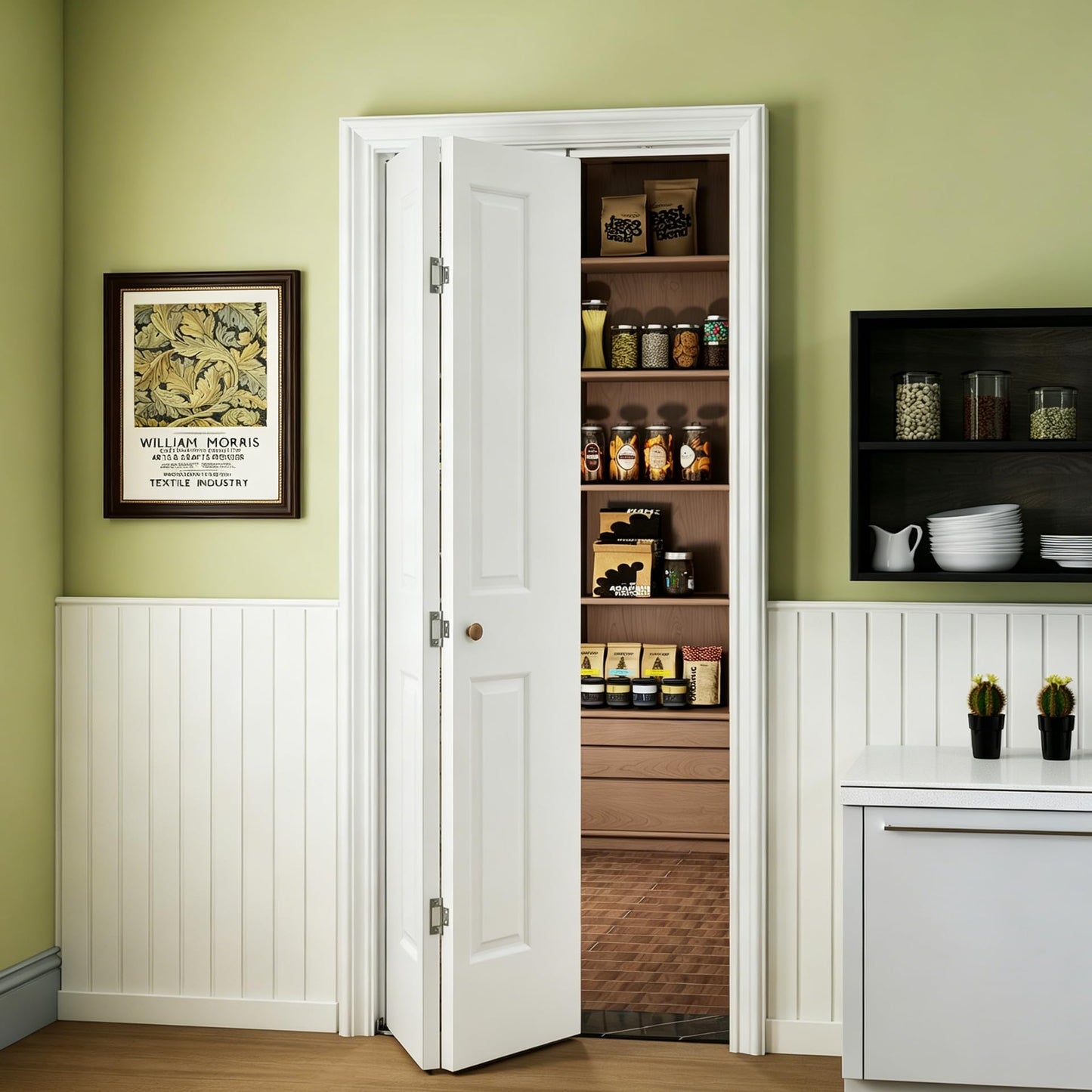 JUBEST 36 in.x 80 in. Bifold Closet Door, 2 Panel White Primed Bifold Door, Hollow Core Interior Folding Doors with Hardware Kit & Handle