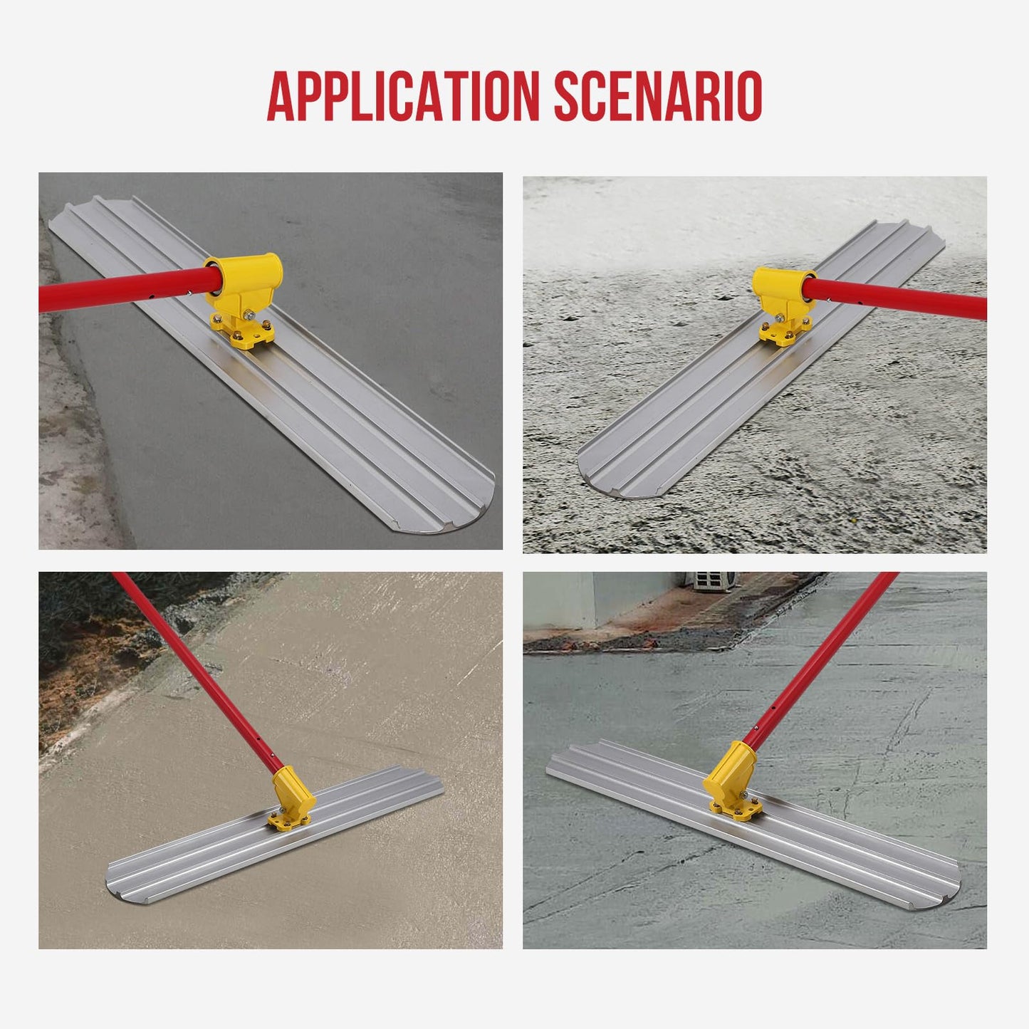 48x8" Concrete Float, Bull Float Magnesium Aluminum Alloy Float Tool Kit, 3×Concrete Float Handle, Adjustable Concrete Tools Finishing Surface Smoothing for Road and House Construction