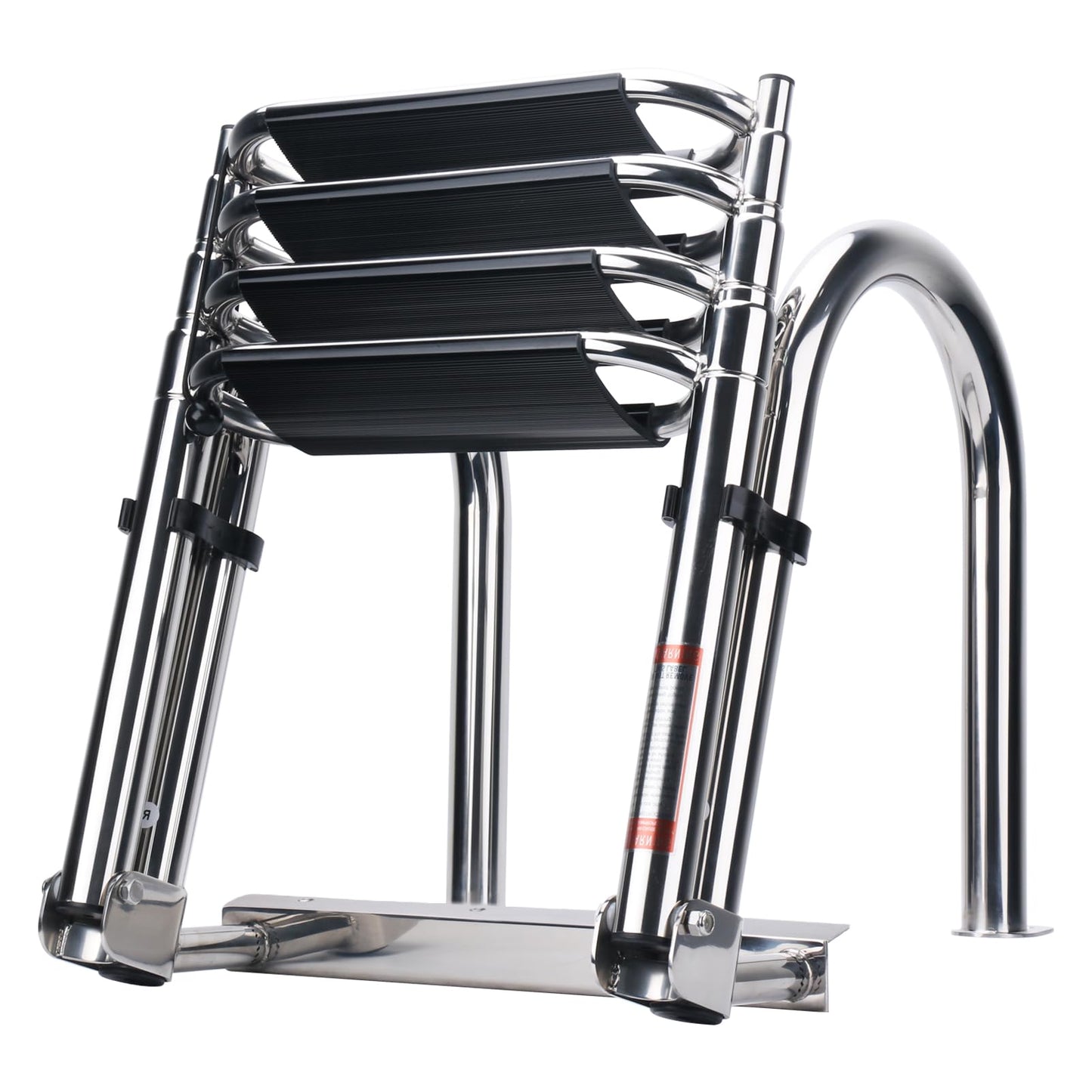 Heavy Duty Pontoon Boat Ladder, 316 Stainless Steel 4 Step Telescoping Folding Rear Entry Inboard Ladder All Welded Reinforce Dock Swim Deck Ladder with Wide Steps Strong Handrails