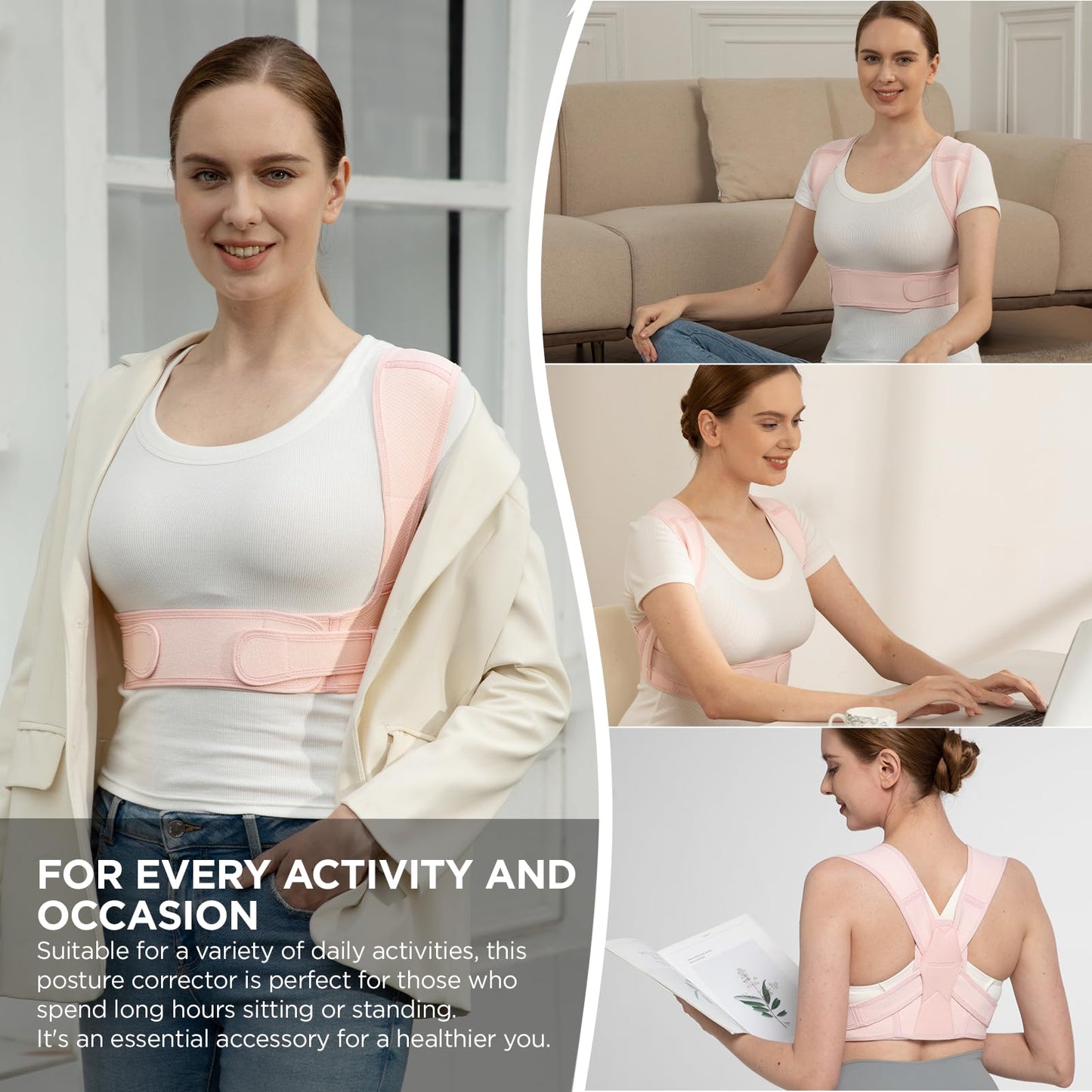 Vicorrect Posture Corrector for Women and Men, Adjustable Upper Back Brace for Clavicle Support and Providing Pain Relief from Neck, Shoulder, and Upper Back (S/M)