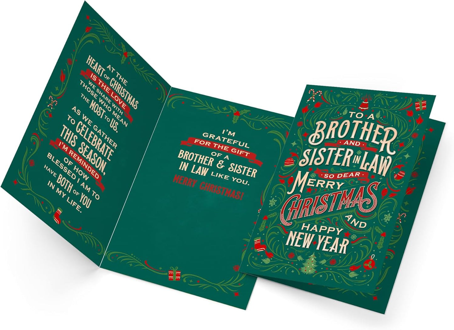 Prime Greetings Christmas Card for Brother and Sister-In-Law - Eco-Friendly Thick Card Stock, 5in x 7.75in