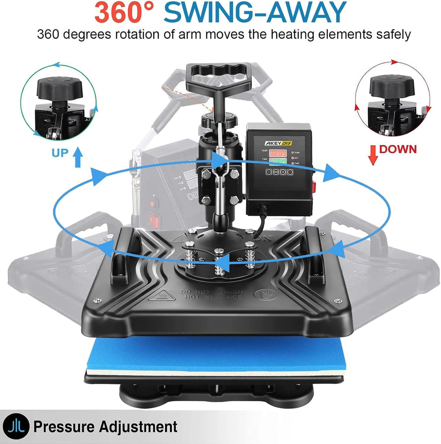 AKEYDIY Professional 5 in 1 Heat Press Machine for t Shirts Digital Heat Press Combo 12" x 15" 360-degree Swing Aweay Shirt Press Machine Sublimation Heat Press for T Shirts Mug Hat Plate