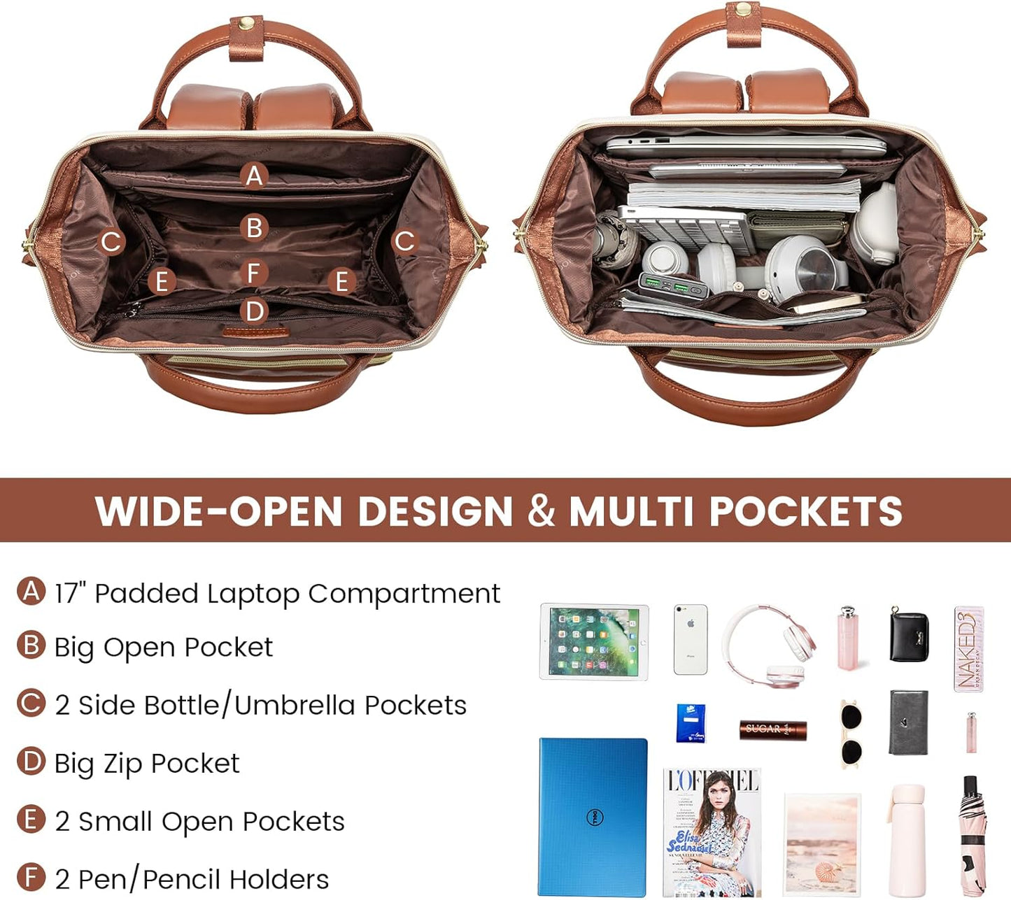 Backpack Women,17 inch Backpack Backpack Backpack LOVEVOOK Leather for Leather Laptop Women,Professional Work Nurse