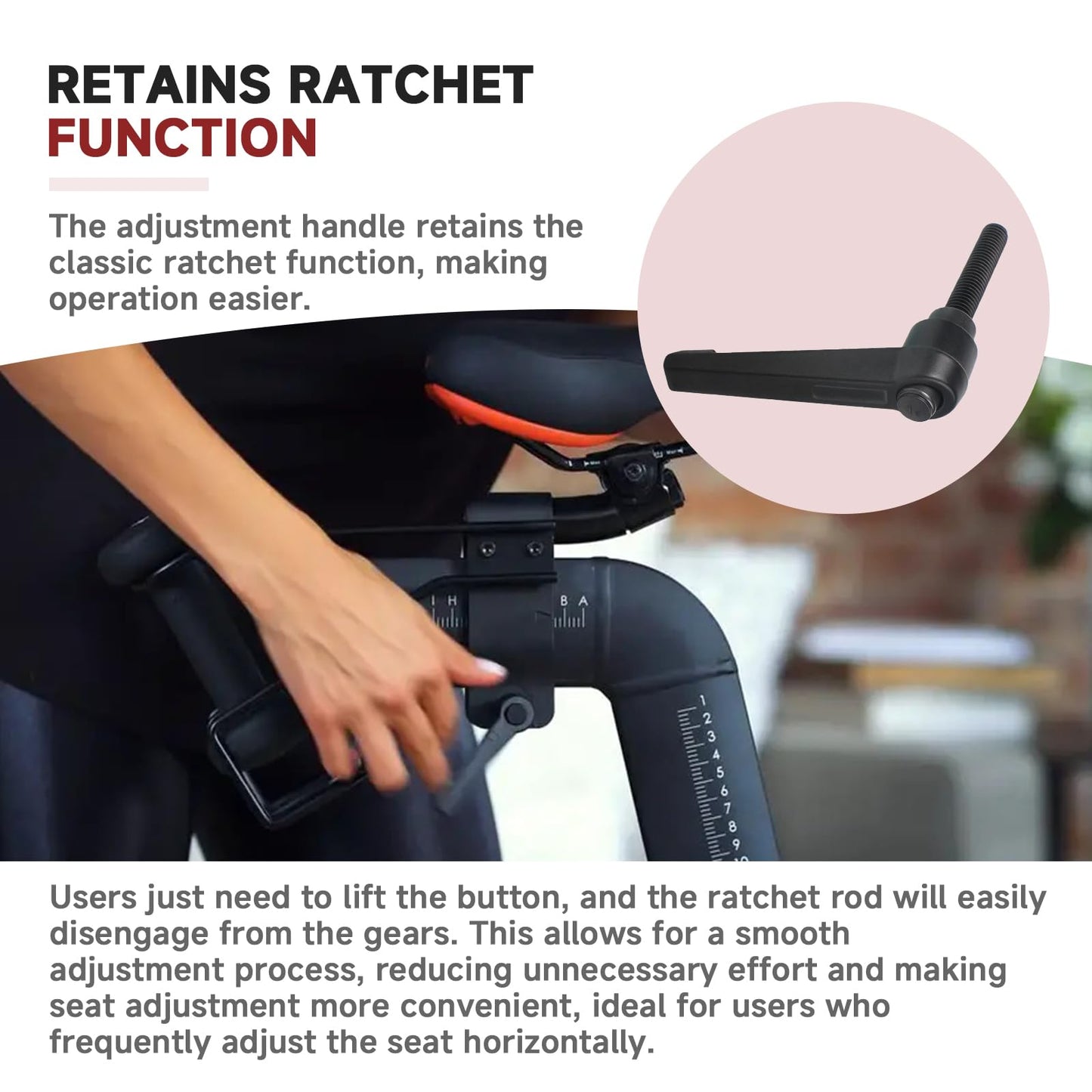 MUGLFPT Exercise Bike Horizontal Seat Bar Adjustment Lever , Compatible with Peloton Exercise Bike Replacement Handle, Adjustable Alloy L-Shaped Handle Accessory
