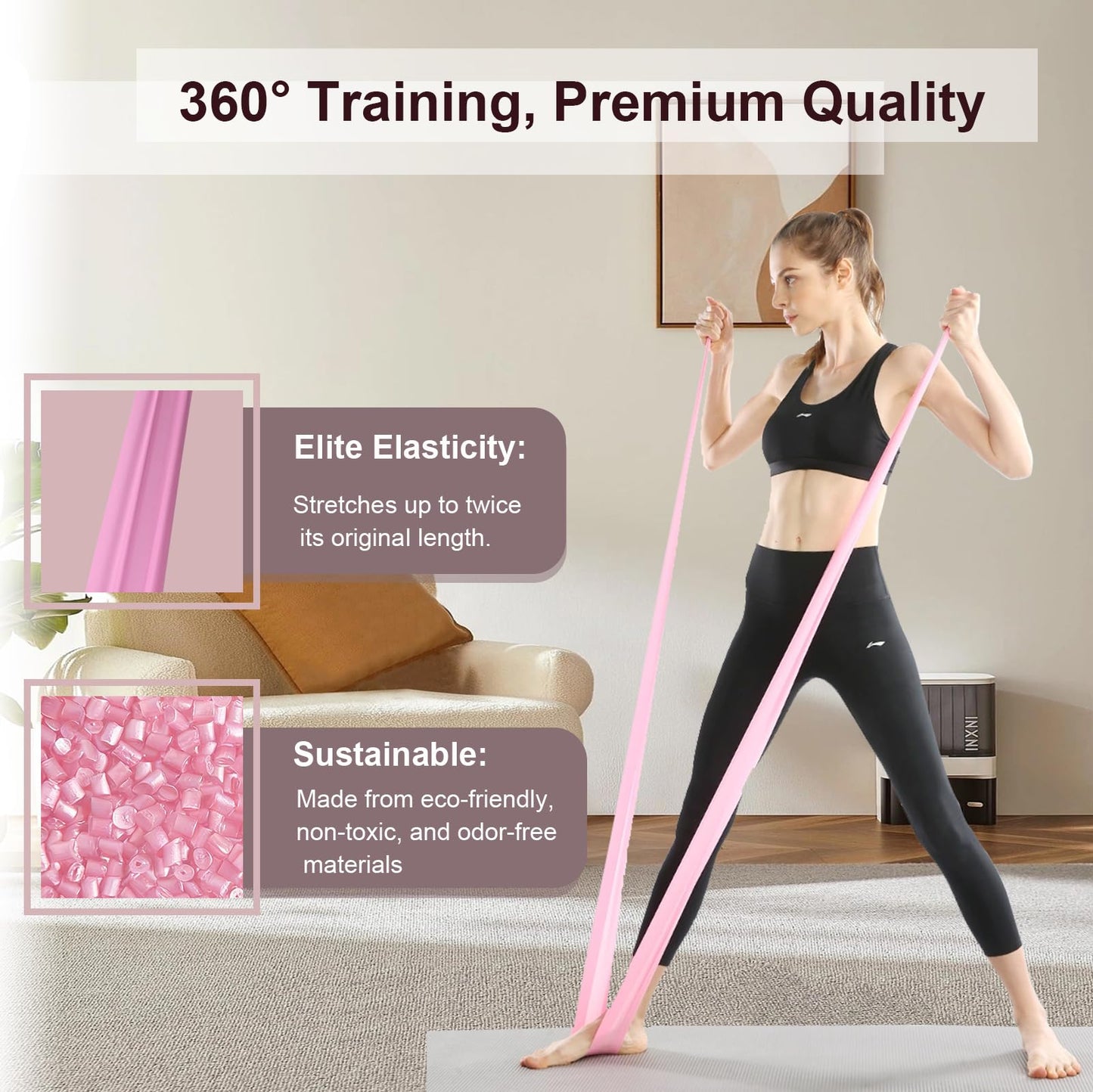 Muaoush Resistance Bands, Figure 8 Resistance Band, 4 Pack - Latex-Free Exercise Bands for Home Gym, Strength Training & Physical Therapy | Yoga, Pilates, Glute Workouts | Portable Elastic Bands