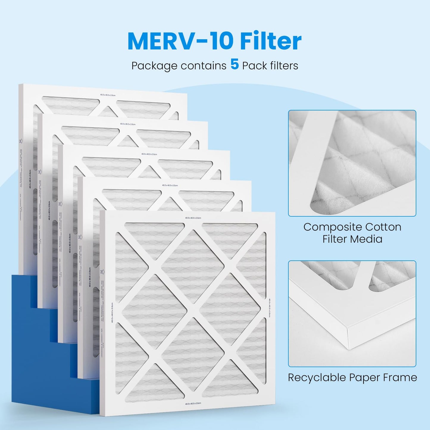CADPXS Shield-550 Air Scrubber Blue and 5 Pack MERV-10 Filters Bundle