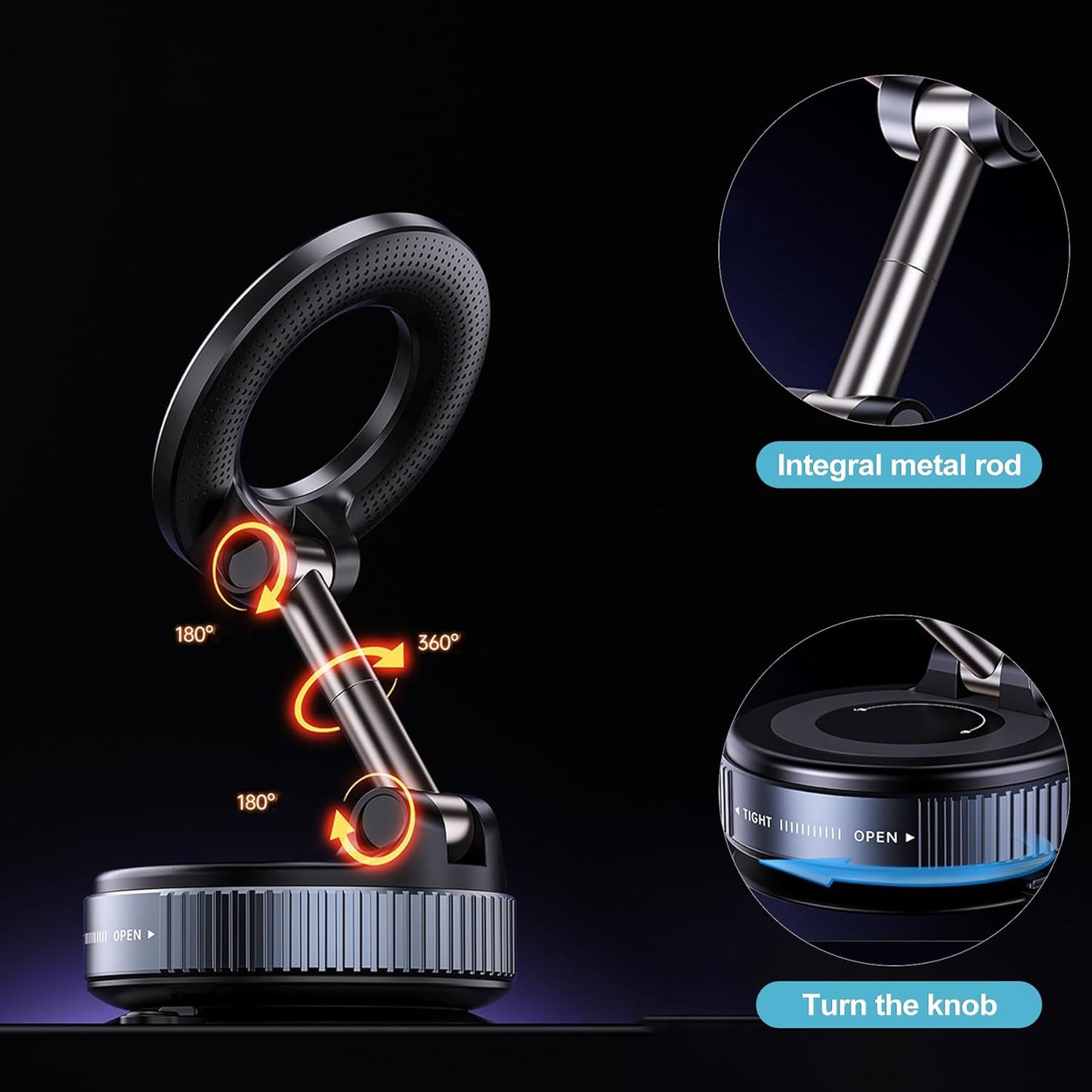 CoguZed 360 Magnetic Suction Cup Phone Mount, Strong Vacuum Phone Holder with Degree Adjustable and Foldable Arm