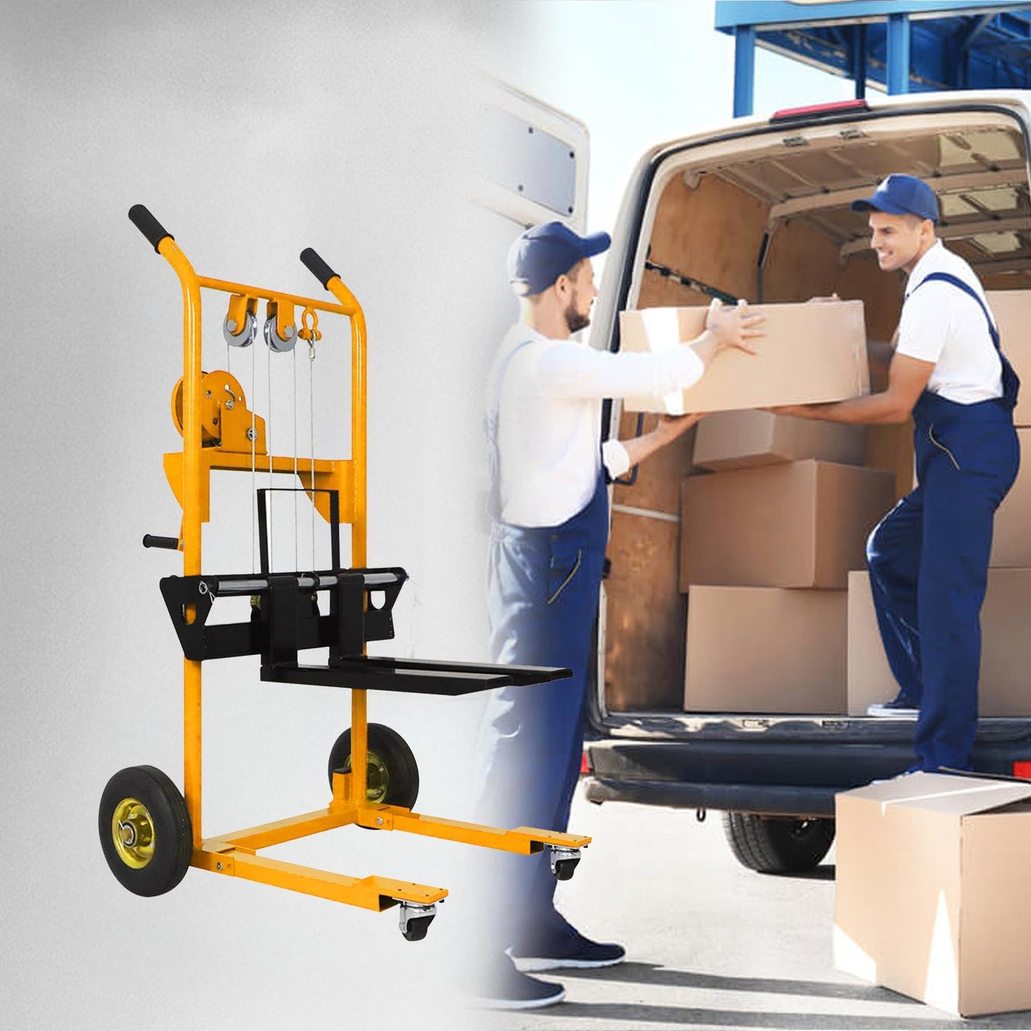 Apollo Material Lift Winch Stacker, Pallet Truck Dolly 330 lbs Capacity, 40.5" Max Lift, Pallet Stacker with Swivel Casters and Steel Platform
