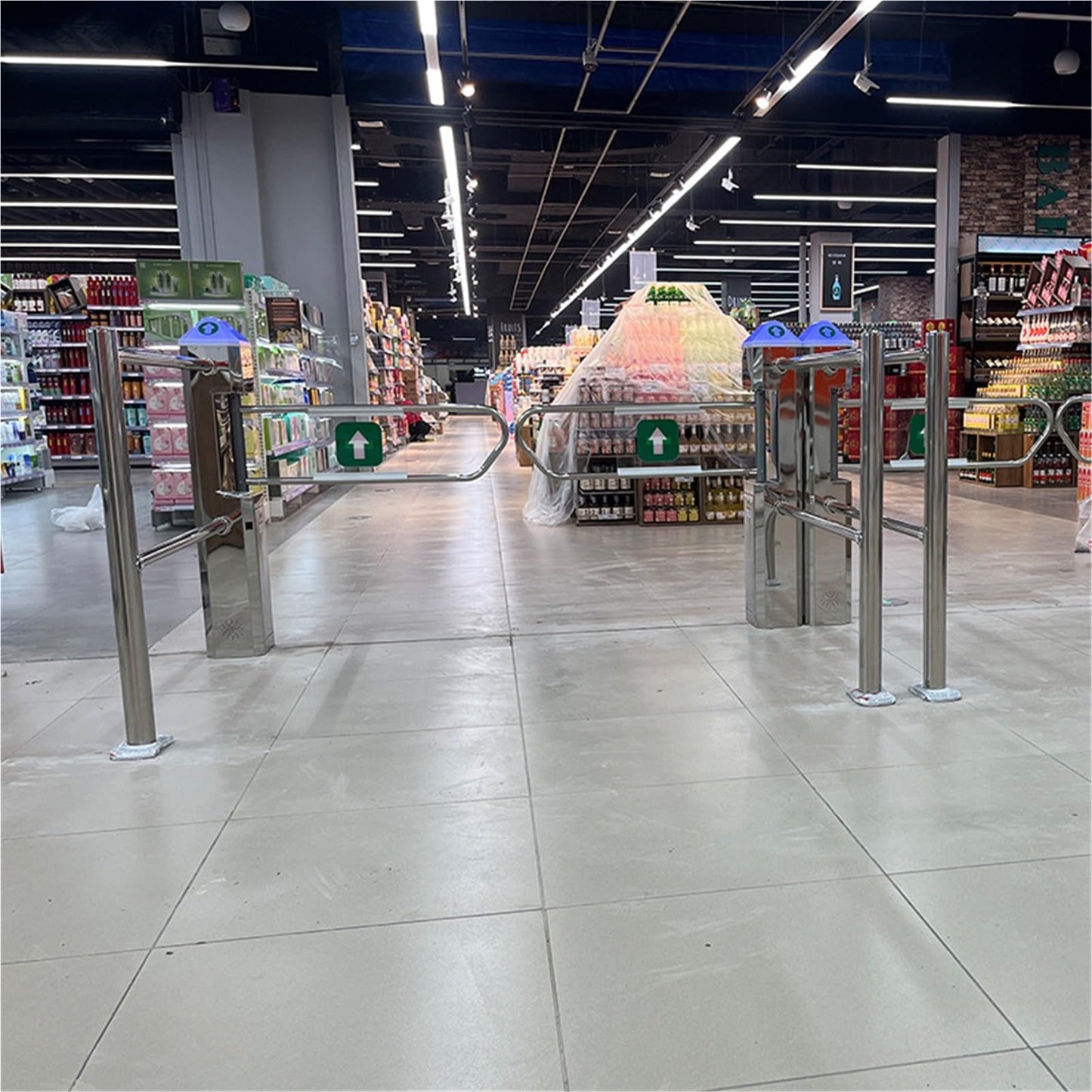 Automatic Public Entrance Turnstile with Infrared Detection Swing Gate with LED Indicators One-Way Access