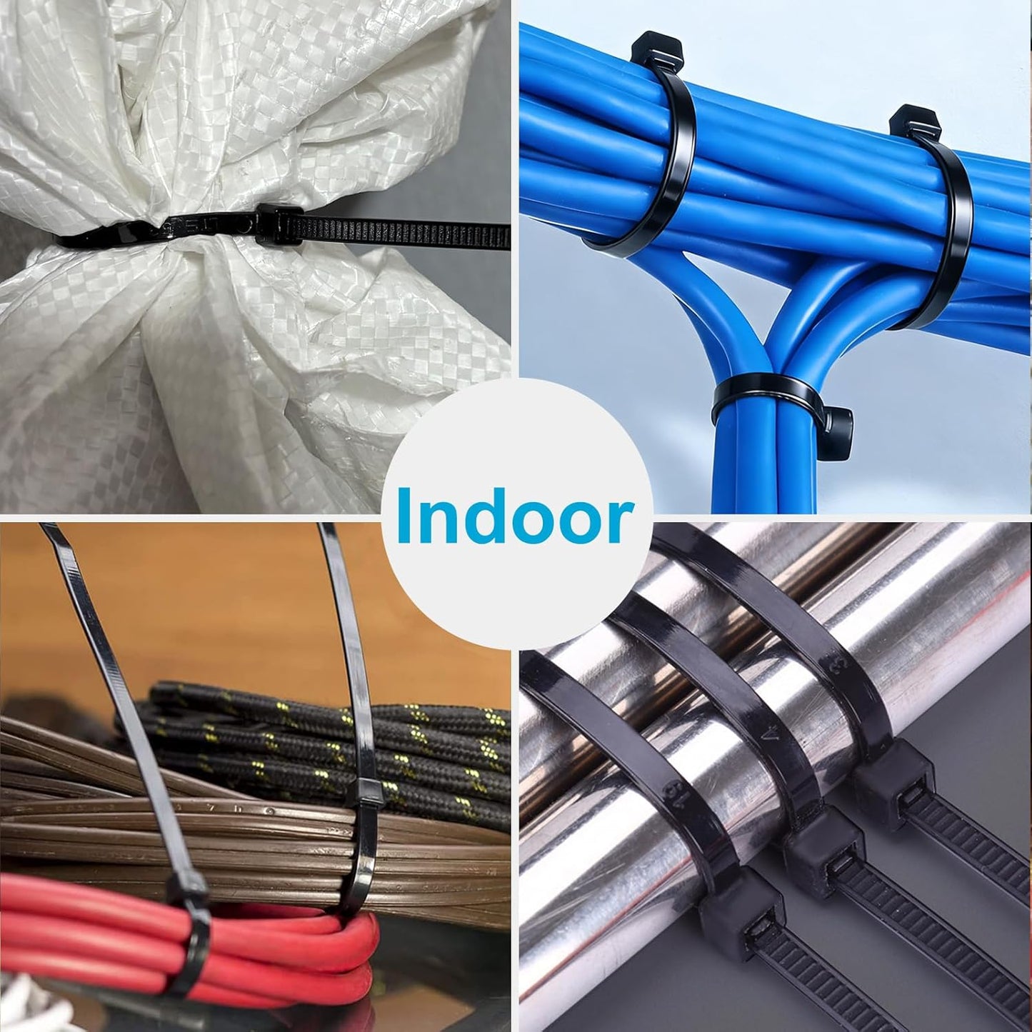 mfuifdo 150 Pack 8 Inch 40Lbs Zip Ties Black, Tensile Strength, Premium Nylon Cable Ties, Plastic Zip Ties, For Garage