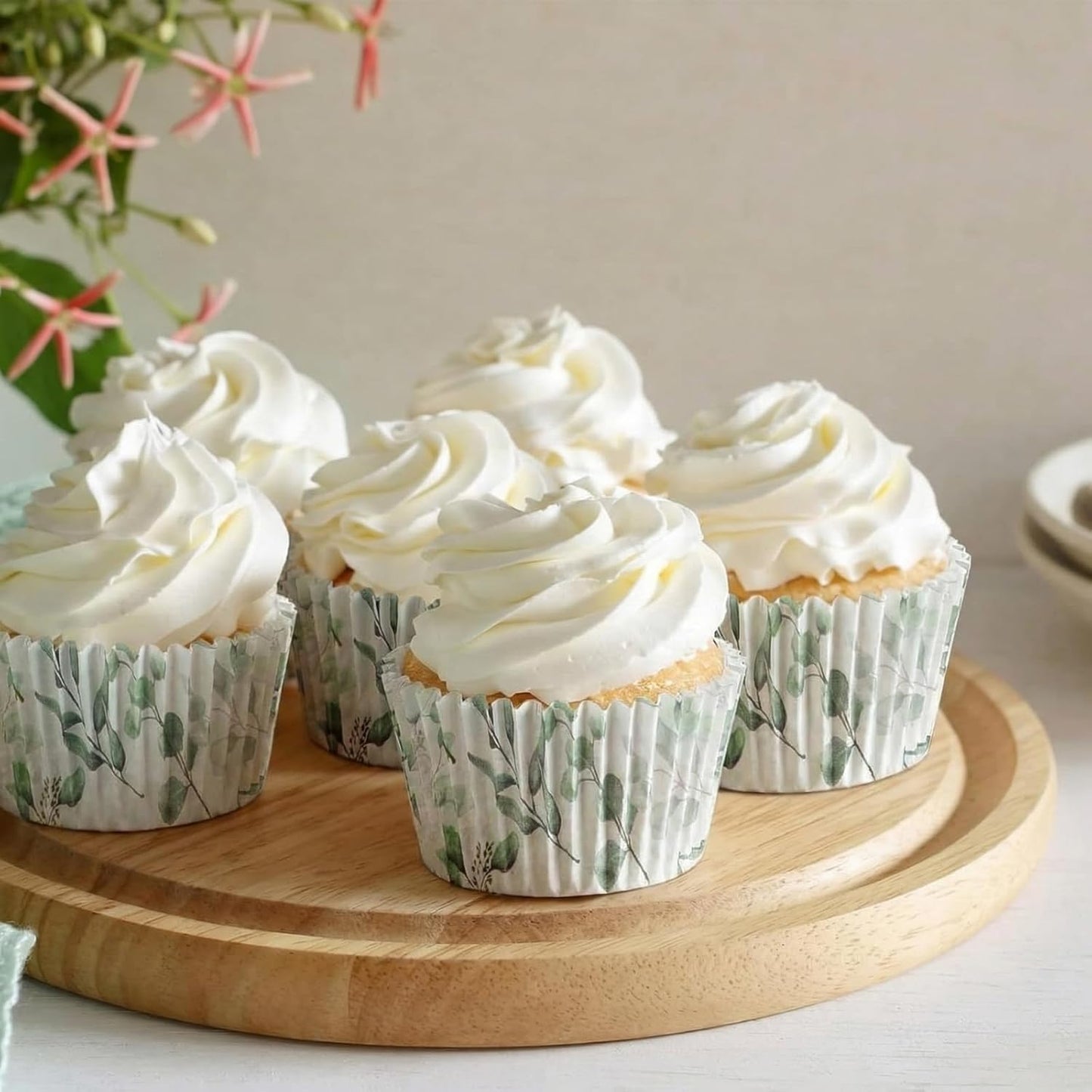 WILLBOND Greenery Cupcake Liners - 300 Count Baking Cups for Baby Showers & Birthday Parties
