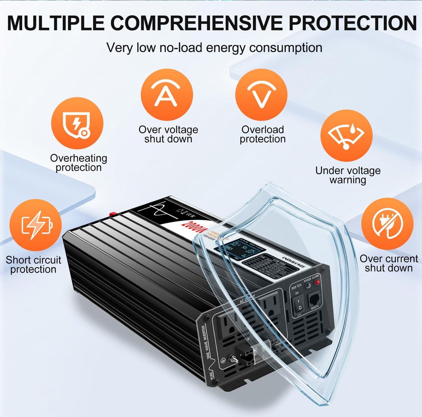 2000W (Peak Power 4000W) DC 12v to 120V AC 60HZ Pure sine Wave Solar Inverter for Home RV &Camping (DC12V (Range 10V-15V)