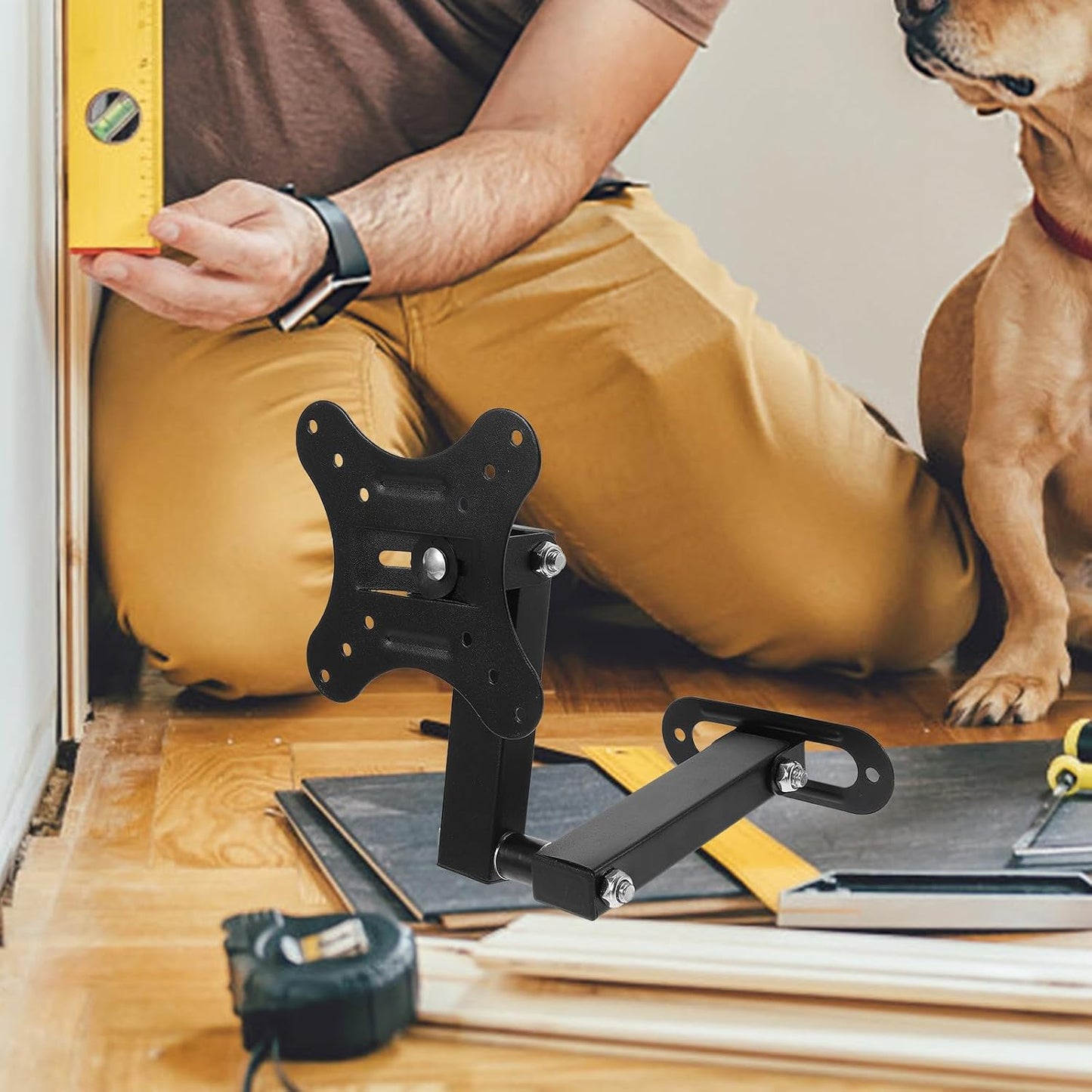 SHINEOFI Adjustable Wall Mount Tv Bracket for Monitors Retractable Screen Holder with Sturdy Construction Space-Saving