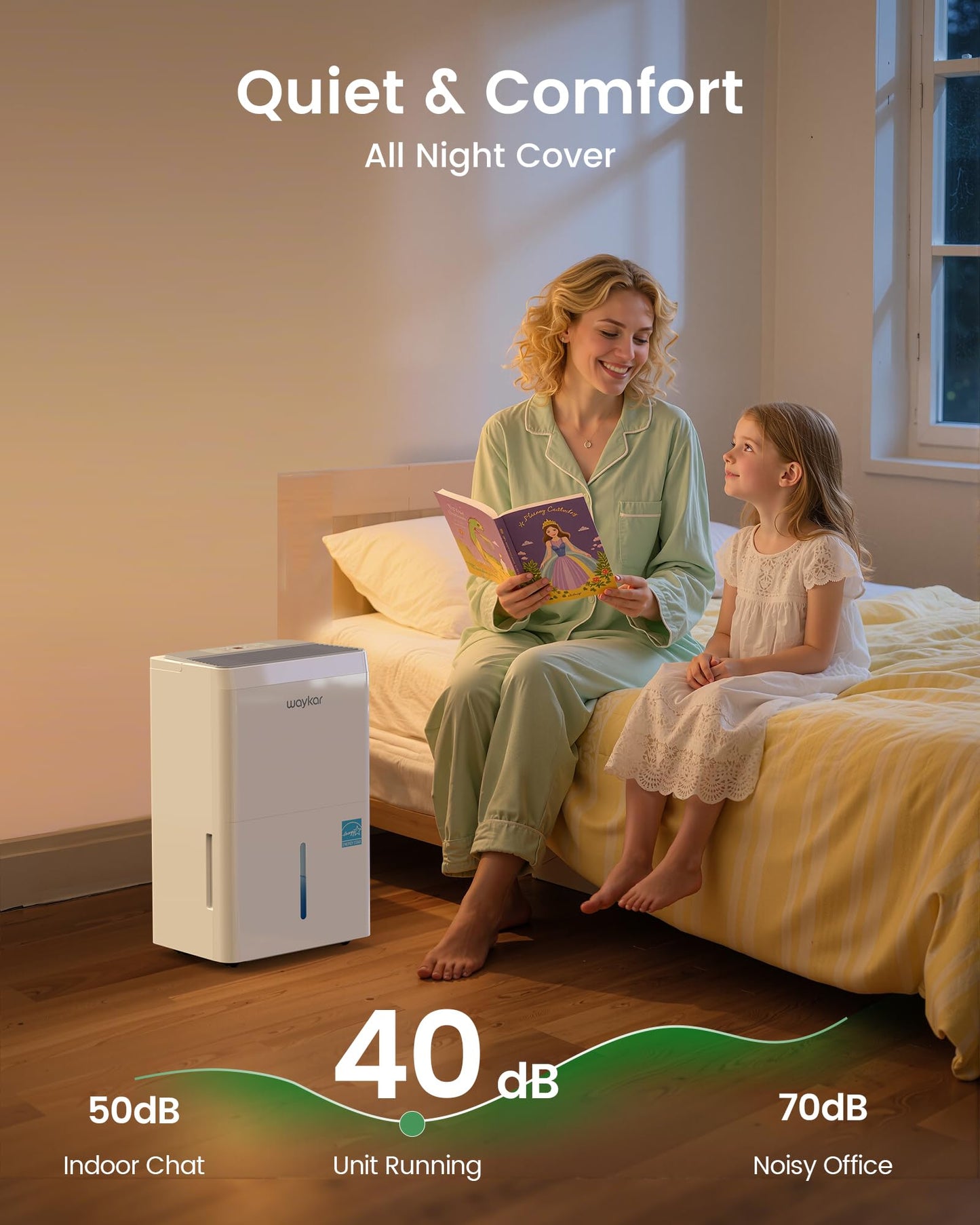 Waykar 6000 Sq.Ft Energy Star Dehumidifier for Basement & Home, 120 Pint/Day with Drain Hose & Tank, Ultra Quiet (40 dB), Smart Auto Comfort Mode