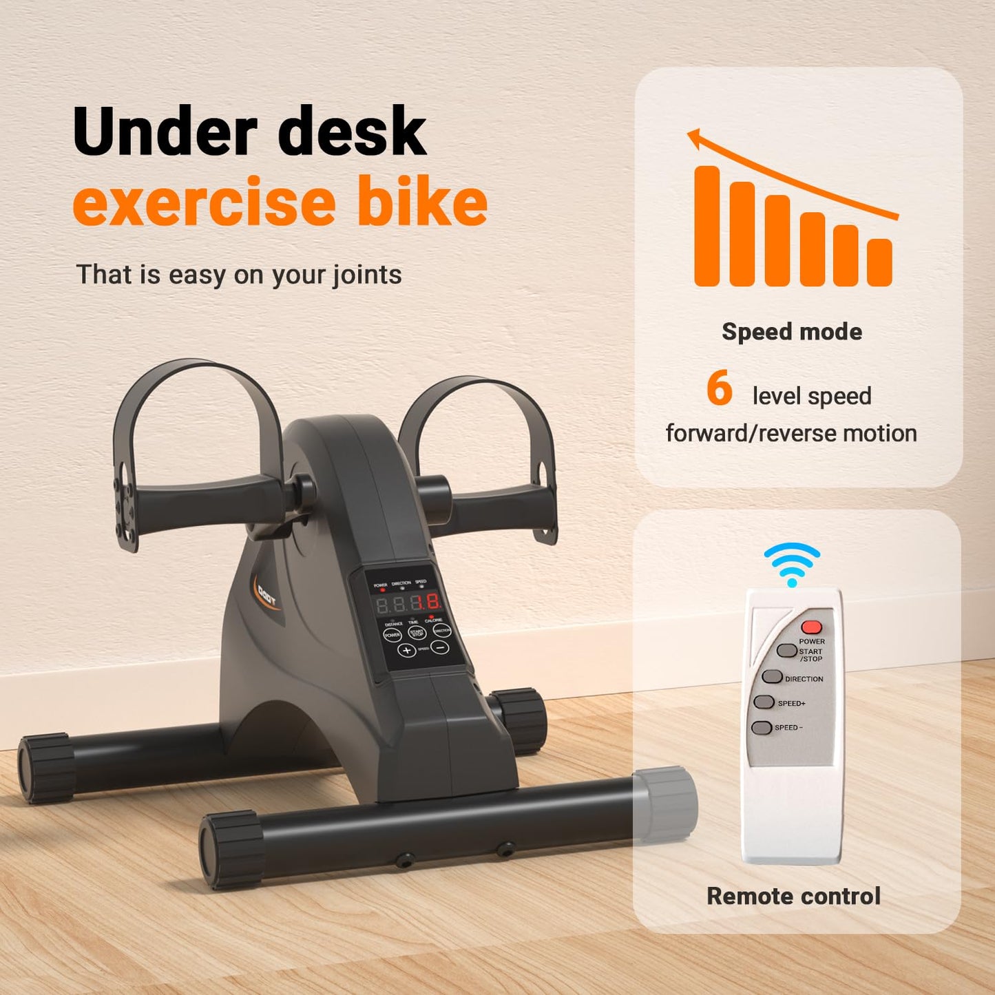 TODO Motorized Pedal Exerciser Mini Exercise Bikes, Under Desk Bike Peddler Exerciser for Seniors Rehab and Arm Leg Physical Therapy, 6 Levels Speed Adjustment