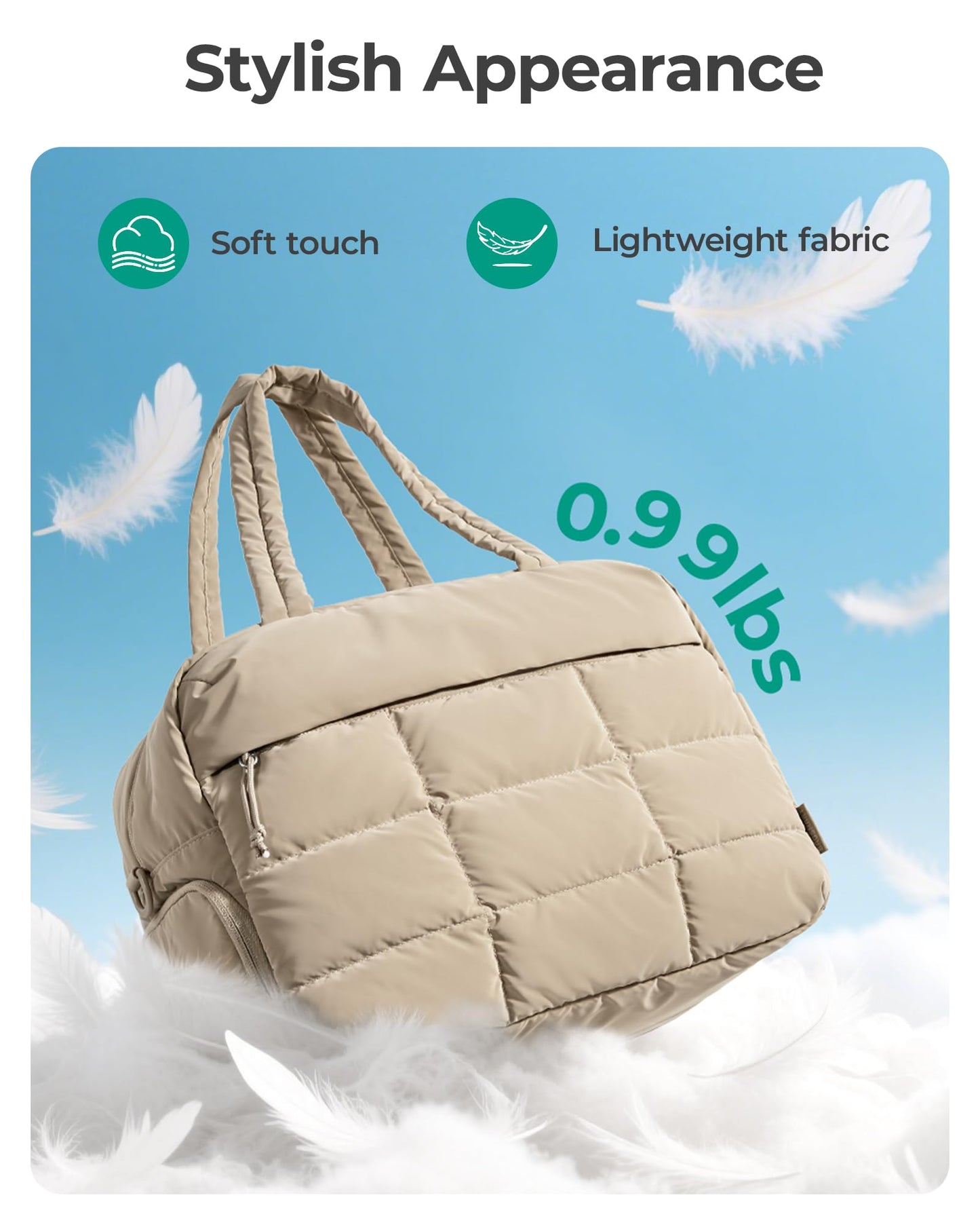 BAGSMART Gym Bag for Women, Carry on Travel Duffel Bag, Water-resistant Weekender with Shoe Compartment for Gym Travel Work, Desert, Medium