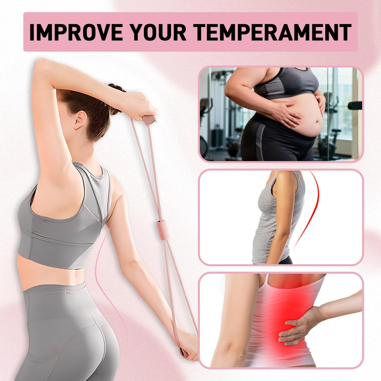 Guyakysk 2 Pack Figure 8 Resistance Bands for Women Men Working Out, Exercise Bands with Handles, Upper Body Workout Equipment for Beginner Arm Back Stretching, Shoulder Rehab, Pilates, Blue