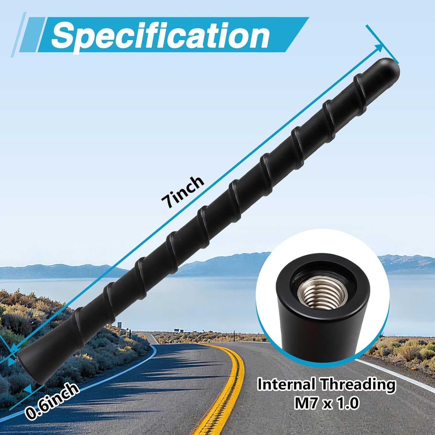 LQYLMY 7" 1500 2006-2025, Upgraded Spiral AntennaShort Radio Antenna Mast Compatible with Chevrolet Silverado Car Wash