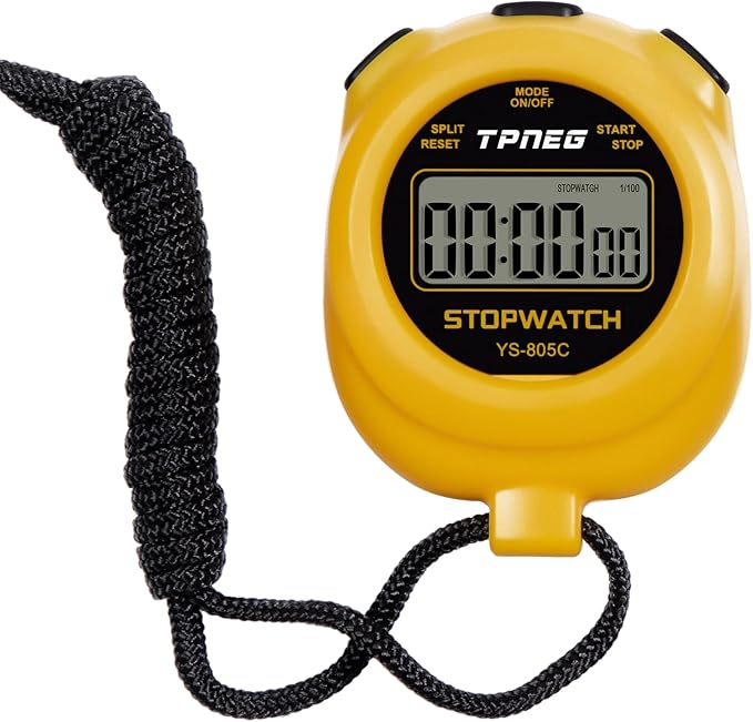 Simple Stopwatch Timer - Easy to Use, Set Up, Read, and Carry - Large Display - On/Off, AAA Battery - Ideal for Coaches, Track and Field, Soccer Referees, Sports, Classroom