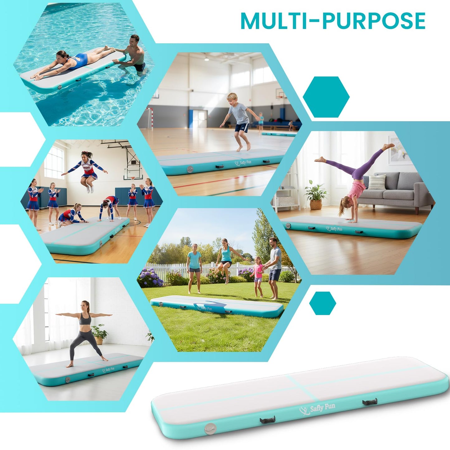 Inflatable Gymnastics Mat 6.6ft Air Tumble Track Training Mat 4 inches Thick Tumbling mat with Electric Pump for Home Use/Tumble/Gym/Training/Cheerleading/Water/Yoga
