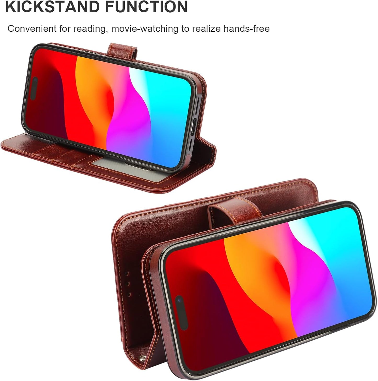 Bocasal 15 6.1 Inch for iPhone Wallet Case Compatible with MagSafe Wireless Charging, RFID Blocking Magnetic Leather