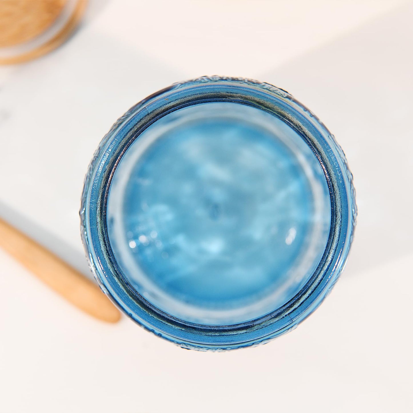 Custde Glass Storage Jars With Airtight Lid, 23.7oz Canister For Kitchen Counter with Bamboo Lid, brown sugar, candy, coffee, cookie, salt, tea,pantry cute Jar (Blue 2-Pack, 23.7 fl oz)
