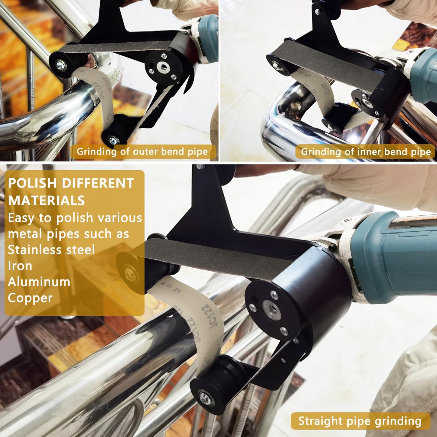 1280W Pipe Belt Sander - Industrial Grade Pipe Tube Polishing Sandingwith 6 Variable Speeds,Suitable for Polishing Various Circular Pipe Materials,Woodworking and Metal Rust Removal(45Pcs Belts).