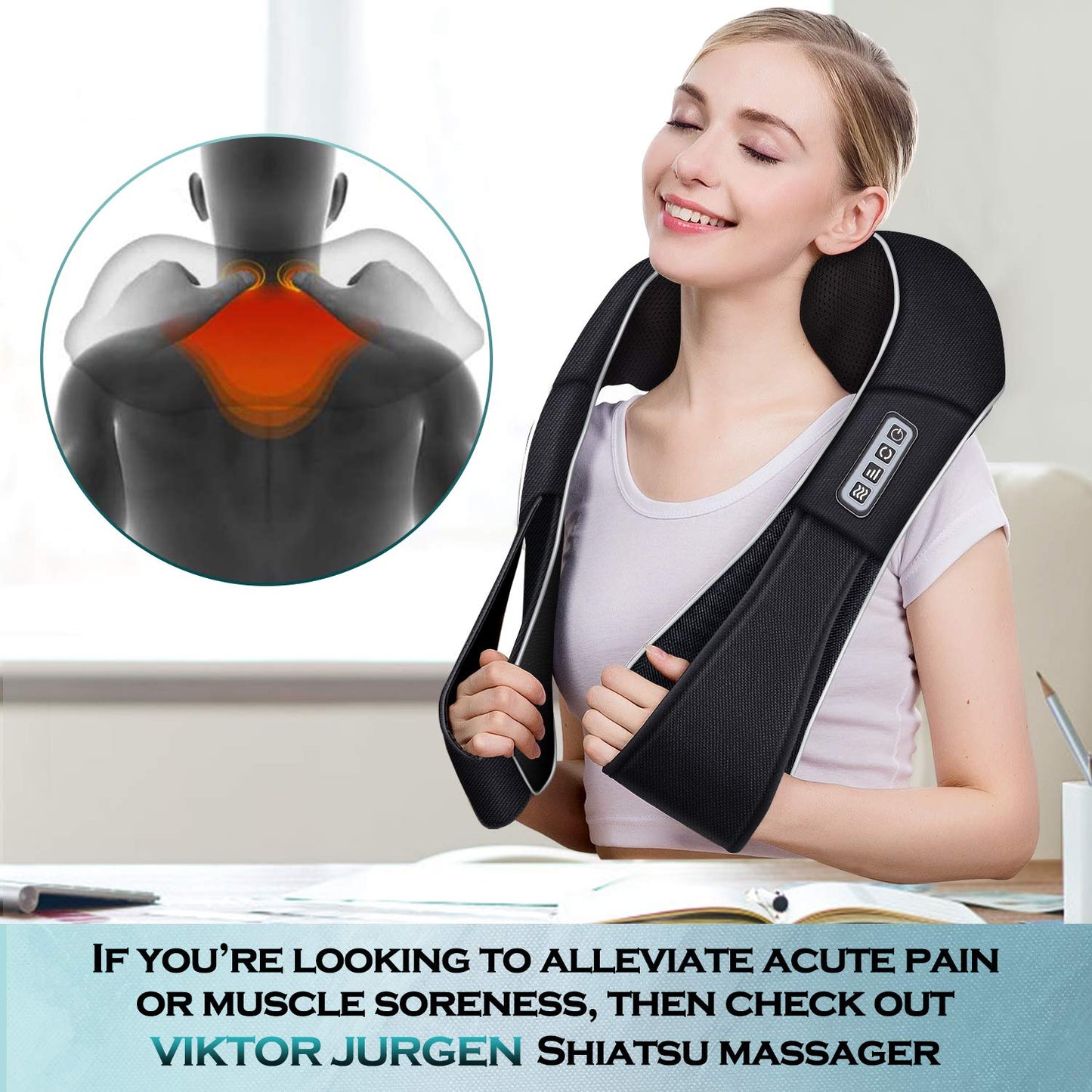 VIKTOR JURGEN Mothers Day Gifts for Mom, Wife, Women & Her, Shiatsu Neck and Shoulder Massager with Heat Deep Tissue Kneading Sports Recovery Massagers for Back, Relaxation Gifts for Husband, Him, Men