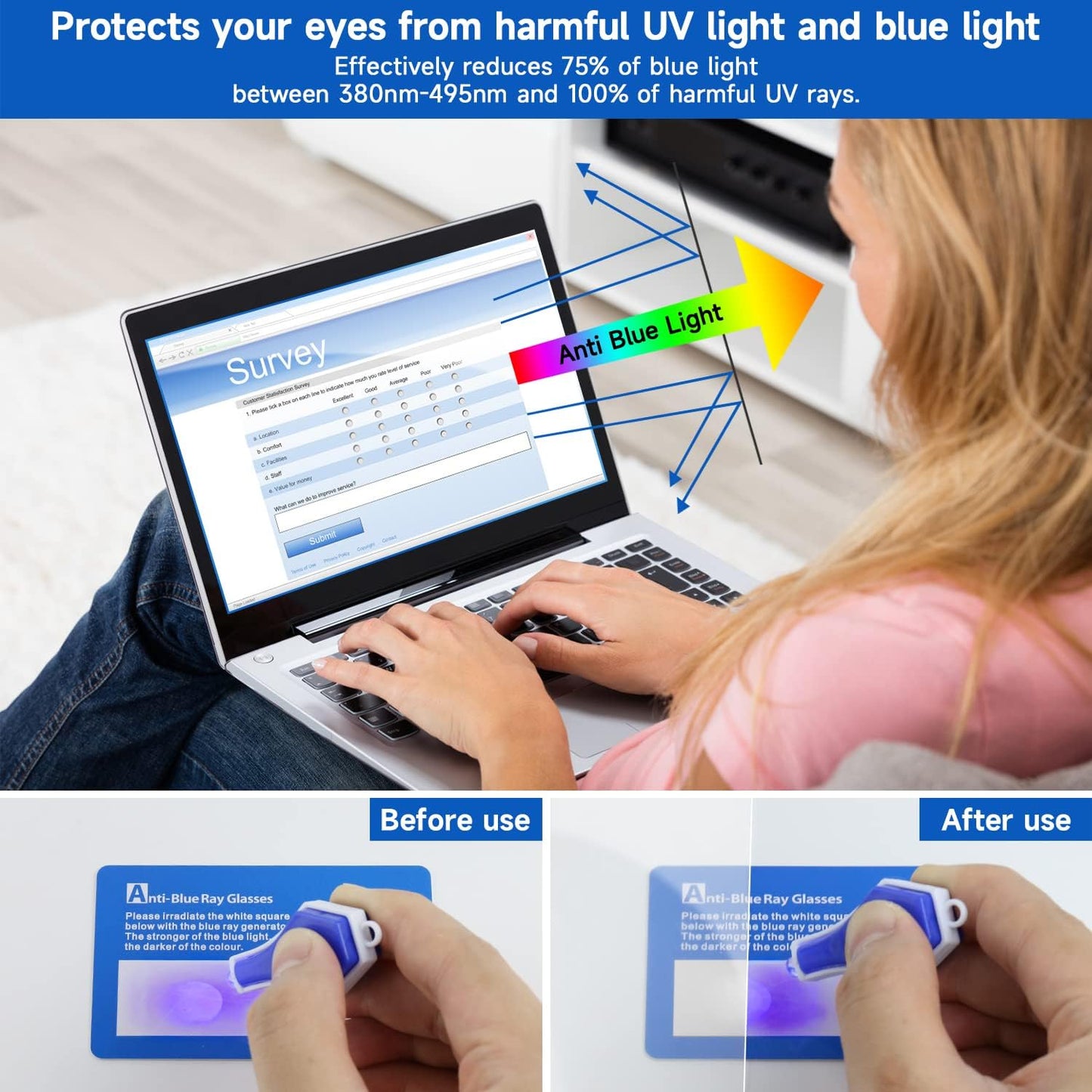 2 Pack 15.6 inch (1920x1080P) 15.6 16:9 Laptop Blue Light Screen Protector, Eye Protection Anti-Scratch and Anti-Glare