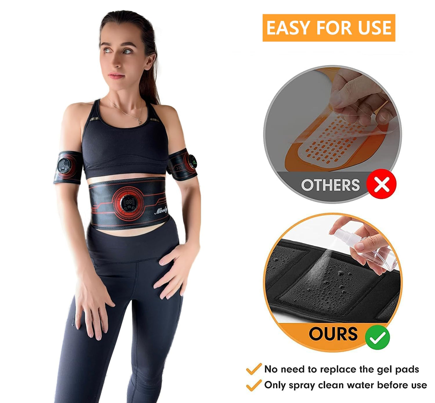 Abs Stimulator Muscle Training Fitness Workout Equipment Ab Core Toner Belt for Abdominal/Arm/Leg Full Set Fit 23''-60''