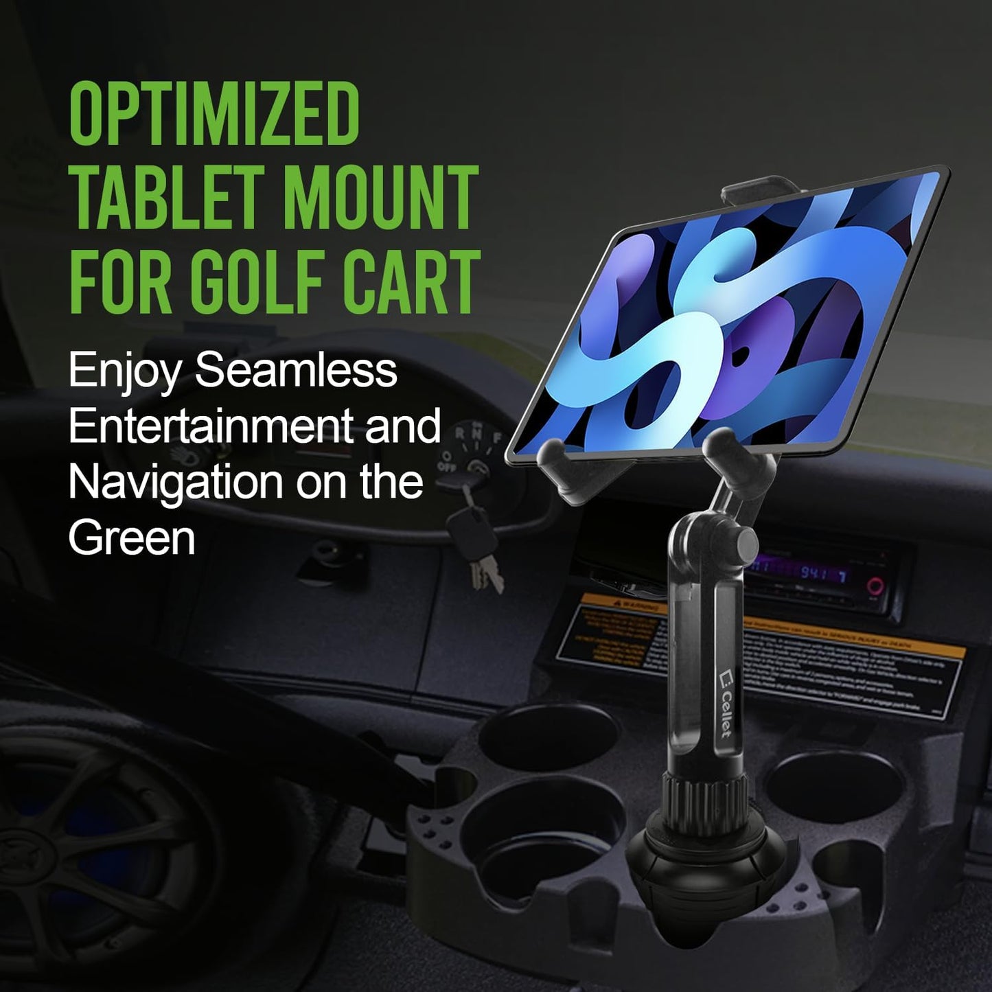 Cellet Cup Holder Tablet Mount, Car Cradle Holder Compatible for All iPad, Pro, Air, Mini Samsung Galaxy Tablet, Amazon