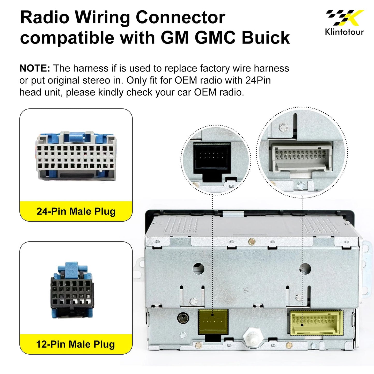 20042009/Chevy 20002012/GMC 20022012,Stereo Cable(4PCS) Radio Wiring Harness with Male and Female Plug Compatible
