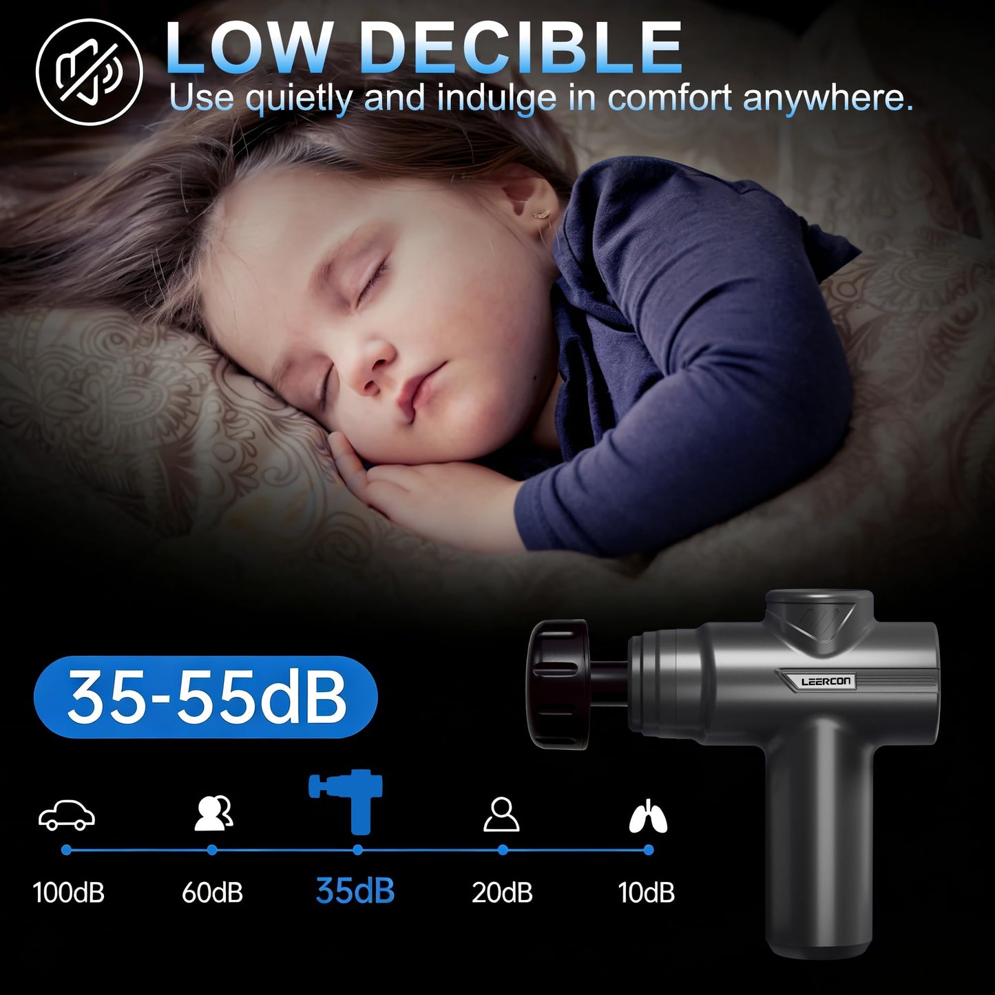 LEERCON Massage Gun with Heat Deep Tissue Back Massager Gun for Pain Relief, Mini Percussion Massage Gun - Birthday Gifts for Men Women Dad Mom him, Black