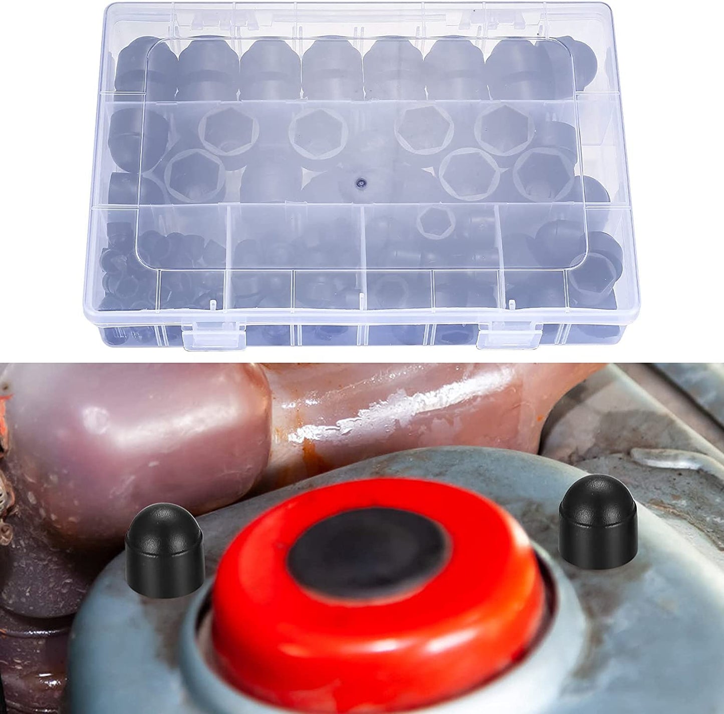 wugongshan 145 Pcs Screws Bolt Covers Caps, Hex Head Dome Bolt Covers, Plastic Bolt Caps, Screw Caps Covers, Hexagonal Screw Bolts Cover Protection Caps for Matching, M4 M5 M6 M8 M10 M12