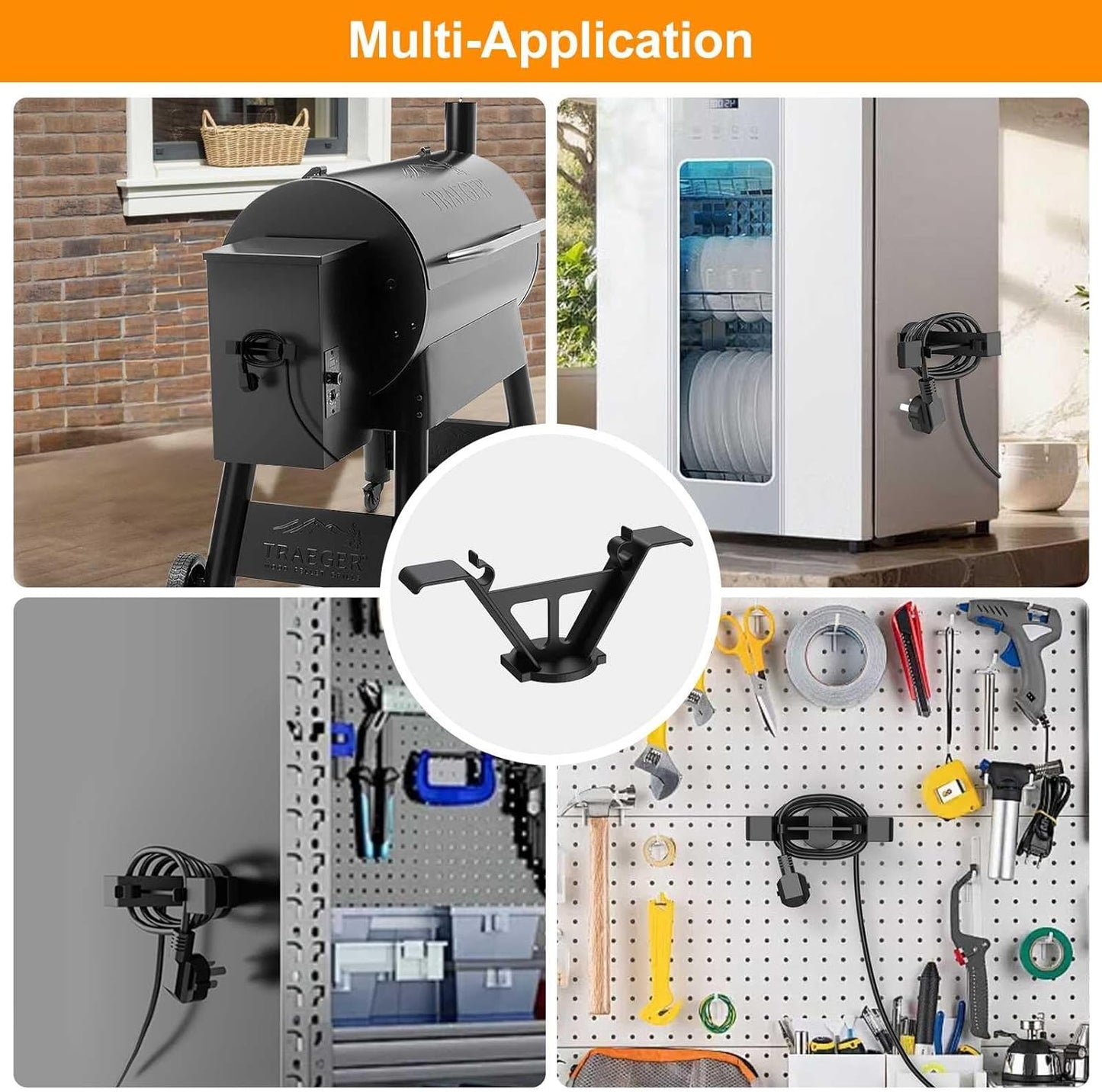 Demao 2 Pack Magnetic Power Cord Organizer - Heavy Duty Plastic Cable Holder/Strong Magnets, Keep Cords Neat