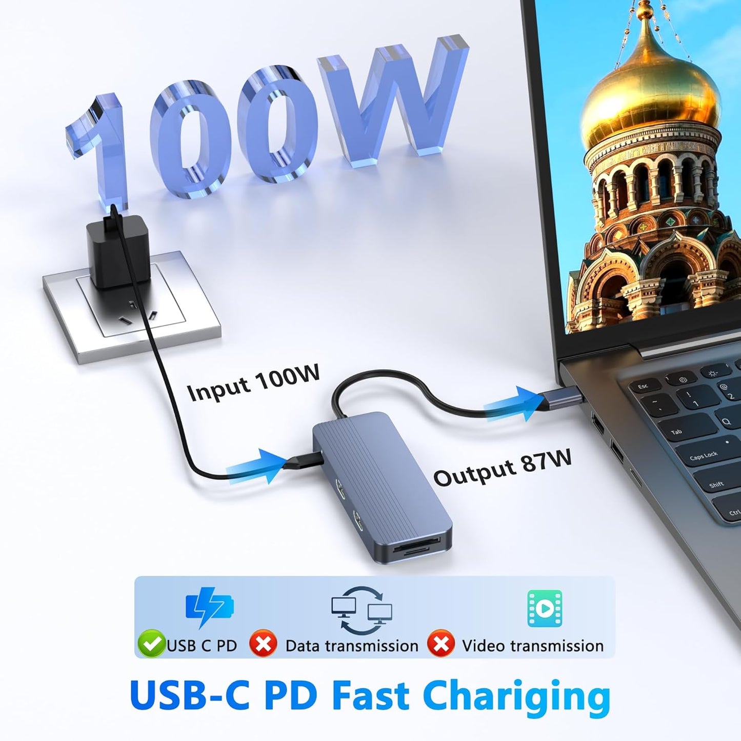 Aoyvsktv 4K@60Hz 8 1 USB C Docking Station Dual HDMI, in Docking Station Dual Monitor for Mac/Dell/HP Laptop, HDMI