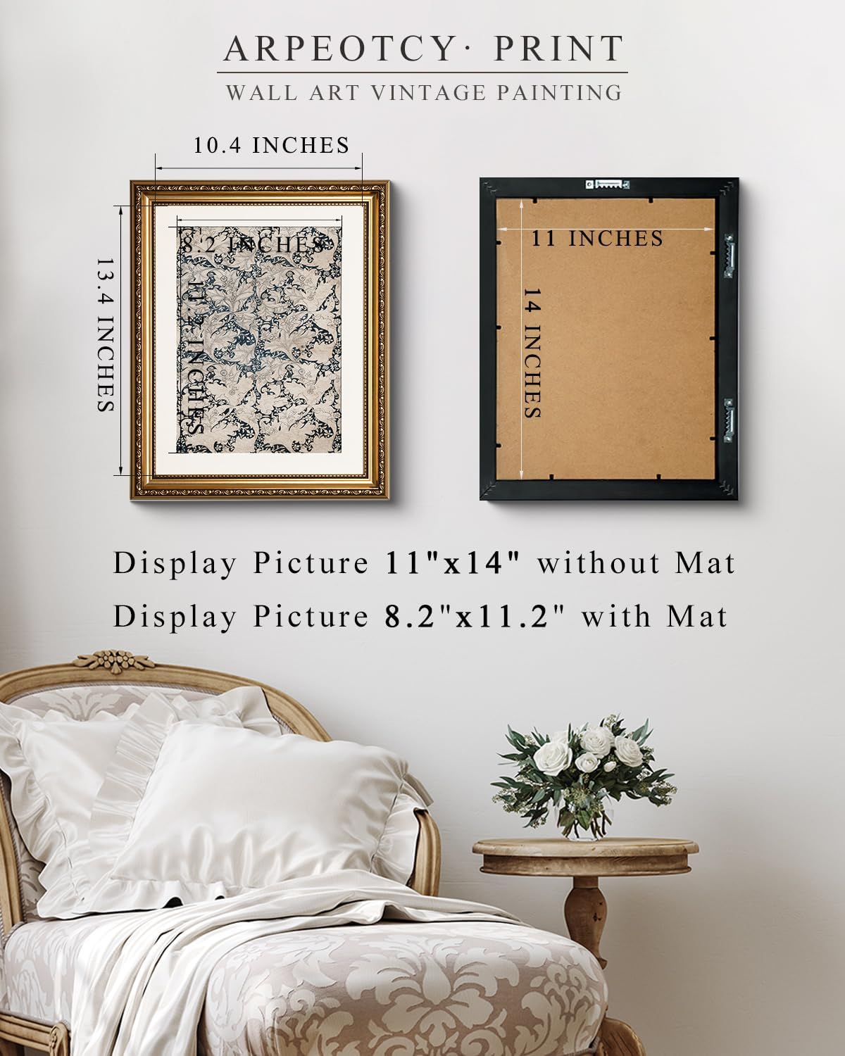VIYYIEA Gold Framed Canvas Print - Floral Scenic Oil Painting Art for Home Decor | 13x16in
