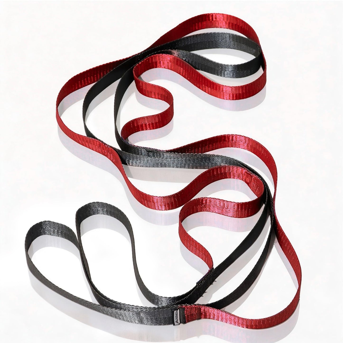 Acozycoo Stretching Strap with 10 Loops – Non-Elastic Yoga Strap for Physical Therapy, Knee Replacement Recovery & Plantar Fasciitis – Leg Stretcher Band for Flexibility & Hamstring Rehab（Red)