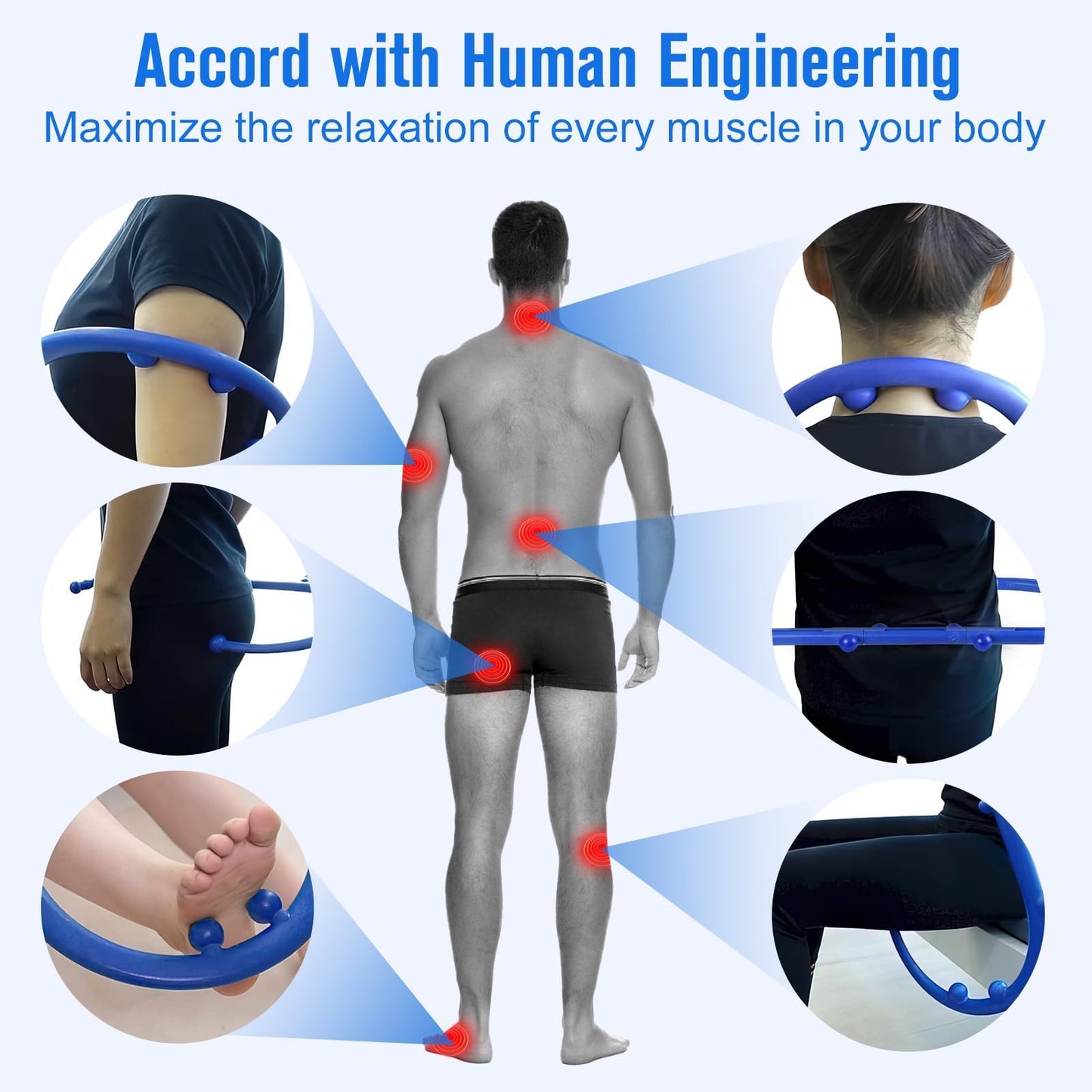 hlthsky Trigger Point Massage Tool,Two Shapes Handheld Back and Neck Massager for Pain Relief,Muscle Release Tool Manual Massage Hook Back Neck Shoulder Massager Blue - Gift for Women & Men