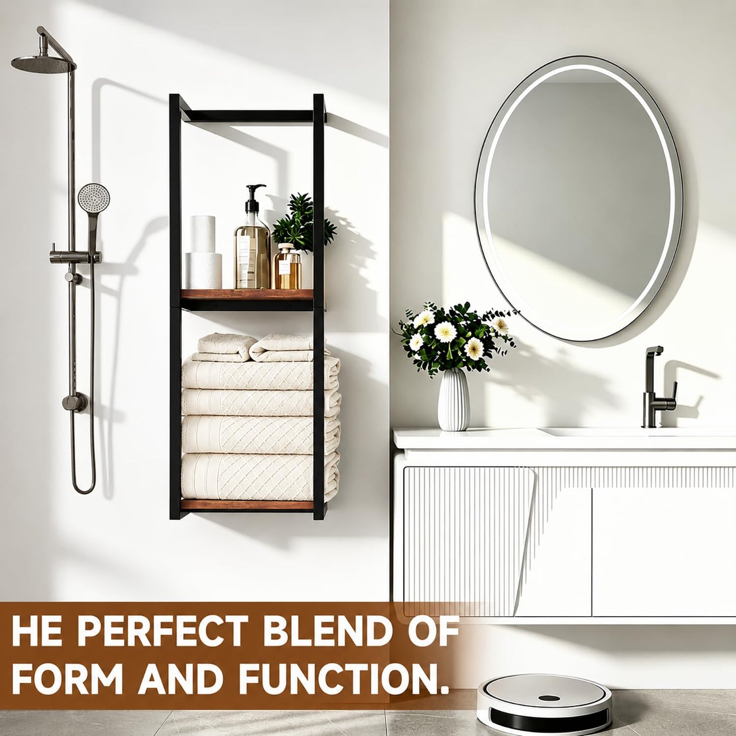 GOTFLYO Towel Racks for Bathroom, 2 Tier Wall-Mounted Towel Rack, Home Decor Shelf, Space-Saving Organizer Rack for Household, Bathroom, and Bedroom