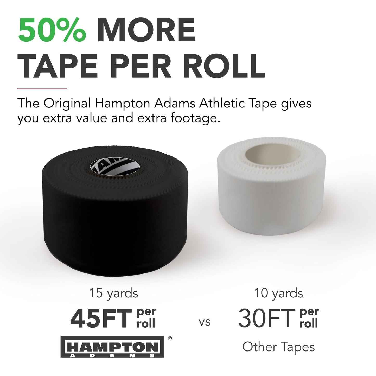 Hampton Adams | As Seen on Shark Tank | Original Athletic Sports Tape (3-Pack) | 45ft Rolls | Very Strong Easy Tear NO Sticky Residue | Best Tape for Athlete & Trainers | Fingers Ankles (Black)