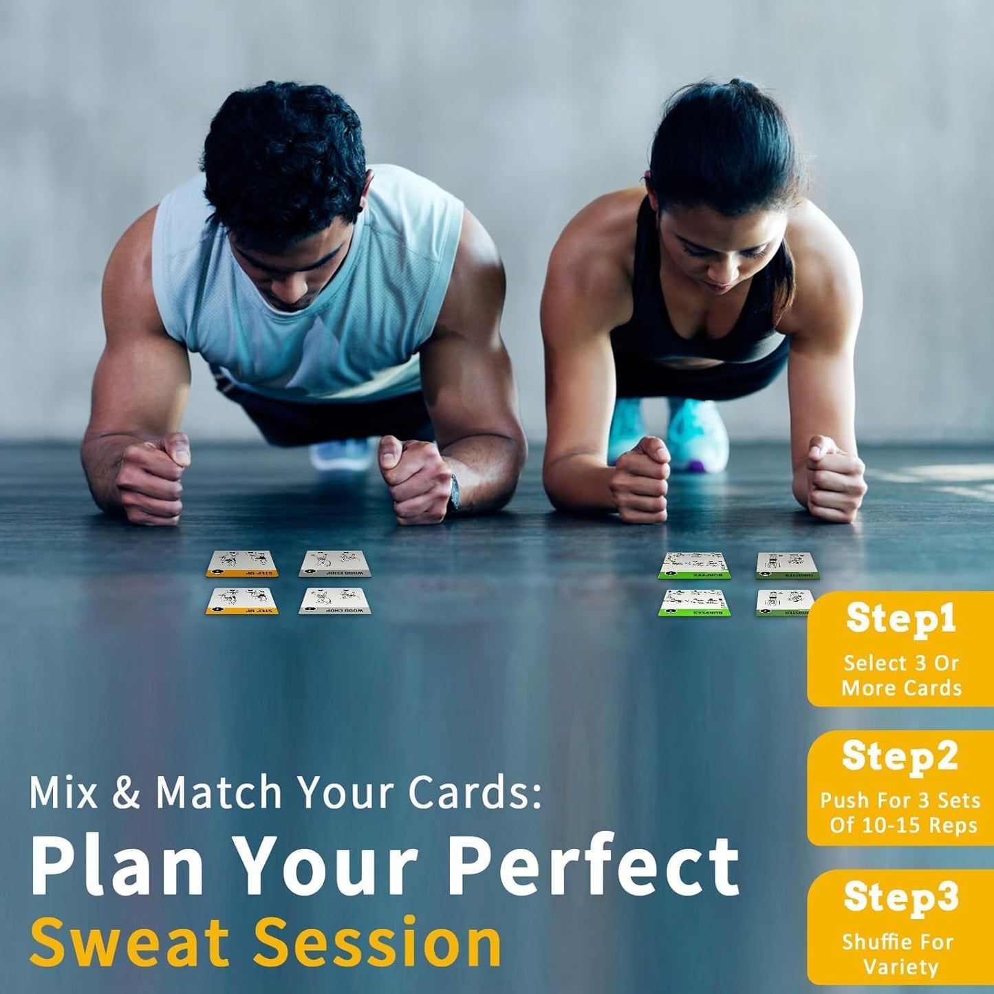 ELAORY Stability Ball Workout Cards, 62 Exercises Cards Deck Large Size 5" x 3.5" Fitness Cards for Women & Men, Beginner Fitness Guide to Training Exercises at Home or Gym