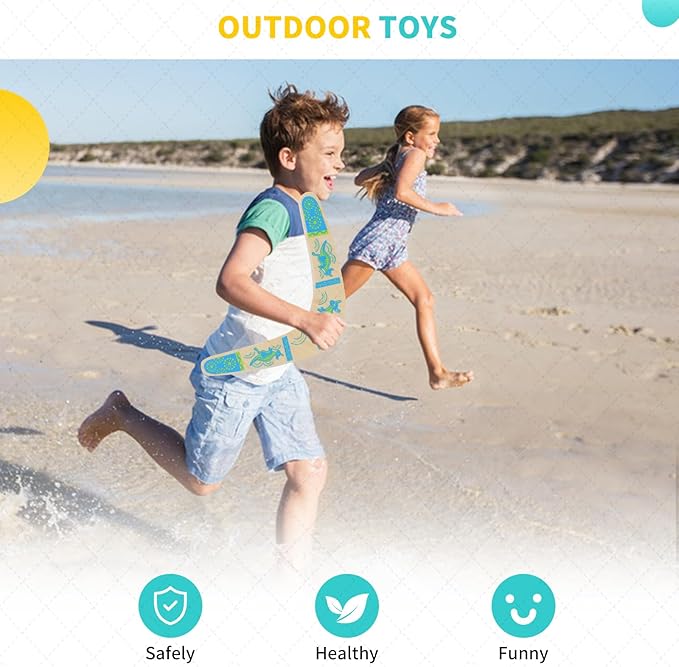 Boomerang for Kids, Australia Style Handmade Wooden Authentic Boomerang, V-Shaped Returning Boomerangs for Ages Above 10 Years Old Kids and Adult- Blue