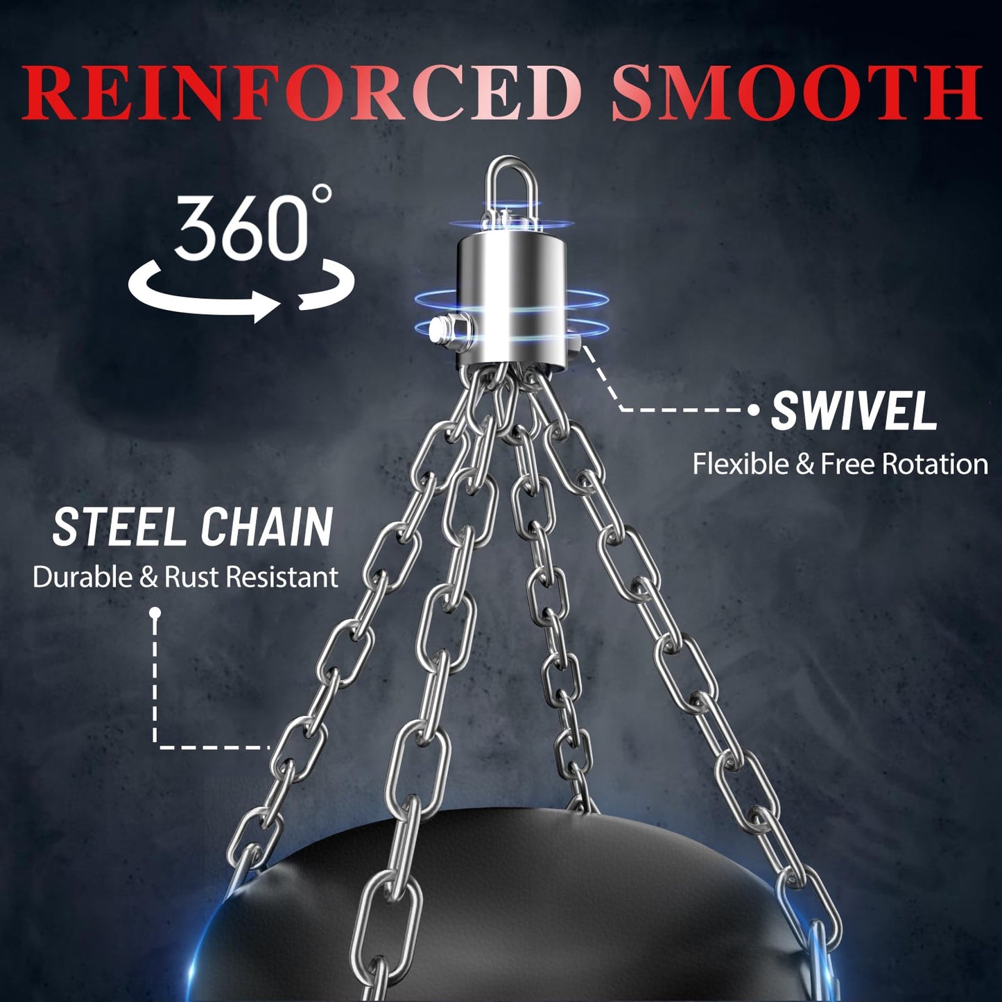 Vensmuste Punching Bag for Adults, 4FT Oxford Heavy Boxing Bag Set, Punching Bag with 12OZ Boxing Gloves, Chains, Hand Wraps, etc. Suitable for MMA Karate Kickboxing Boxing - Unfilled