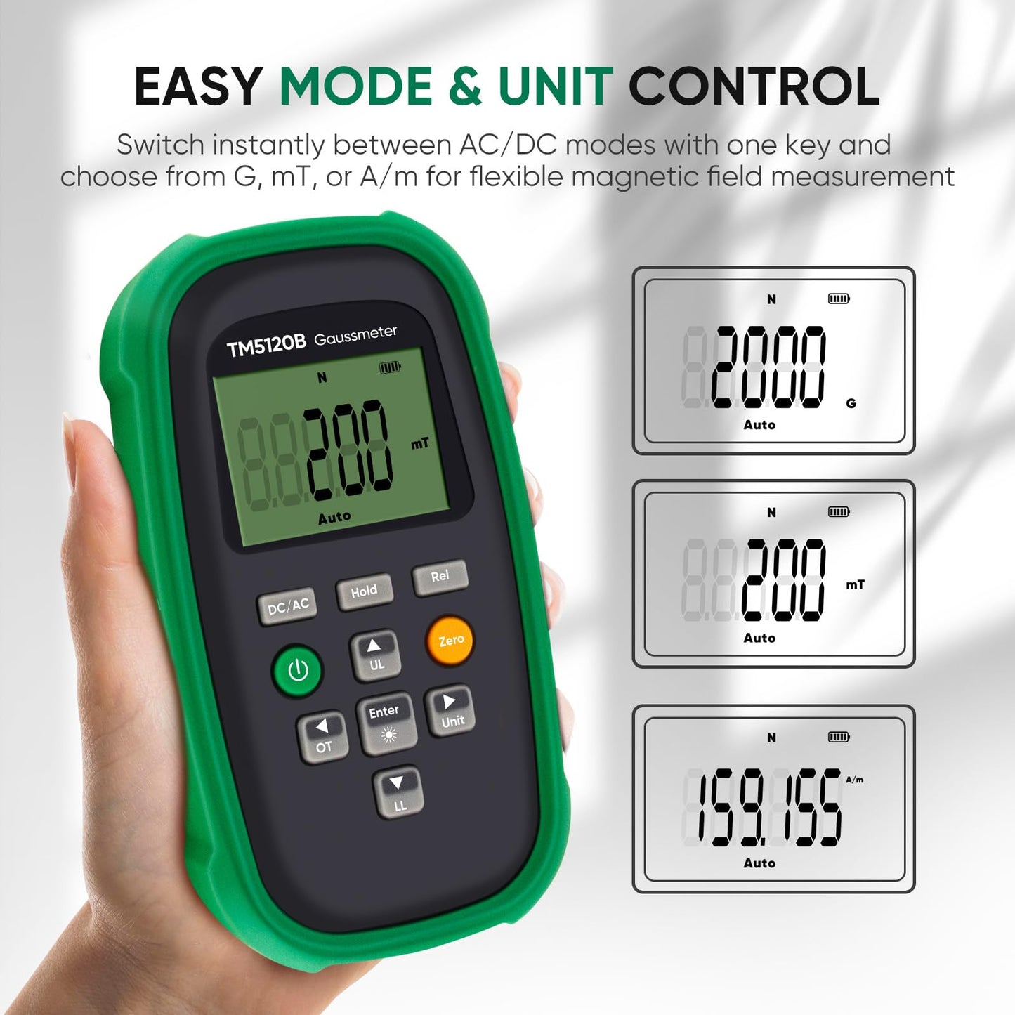 GOYOJO Digital Gauss Meter (3000mT/30000Gs), AC/DC Tesla Meter with Probe, ±2% Accuracy Magnetic Field Tester for Magnets, Motors, Speakers & Industrial APPL