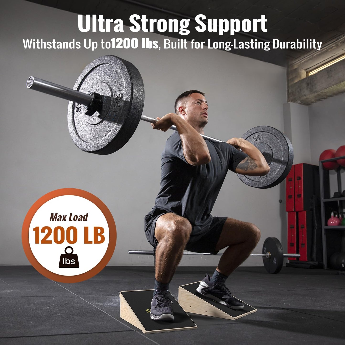 Sportneer Squat Wedge - Squat Wedge Block 1200 LBS - 15°/ 20° Slant Board for Squats Wooden Heel Elevated Board for Squats Weightliting Home Gym Squat Wedge Non-Slip (Black, 20°)